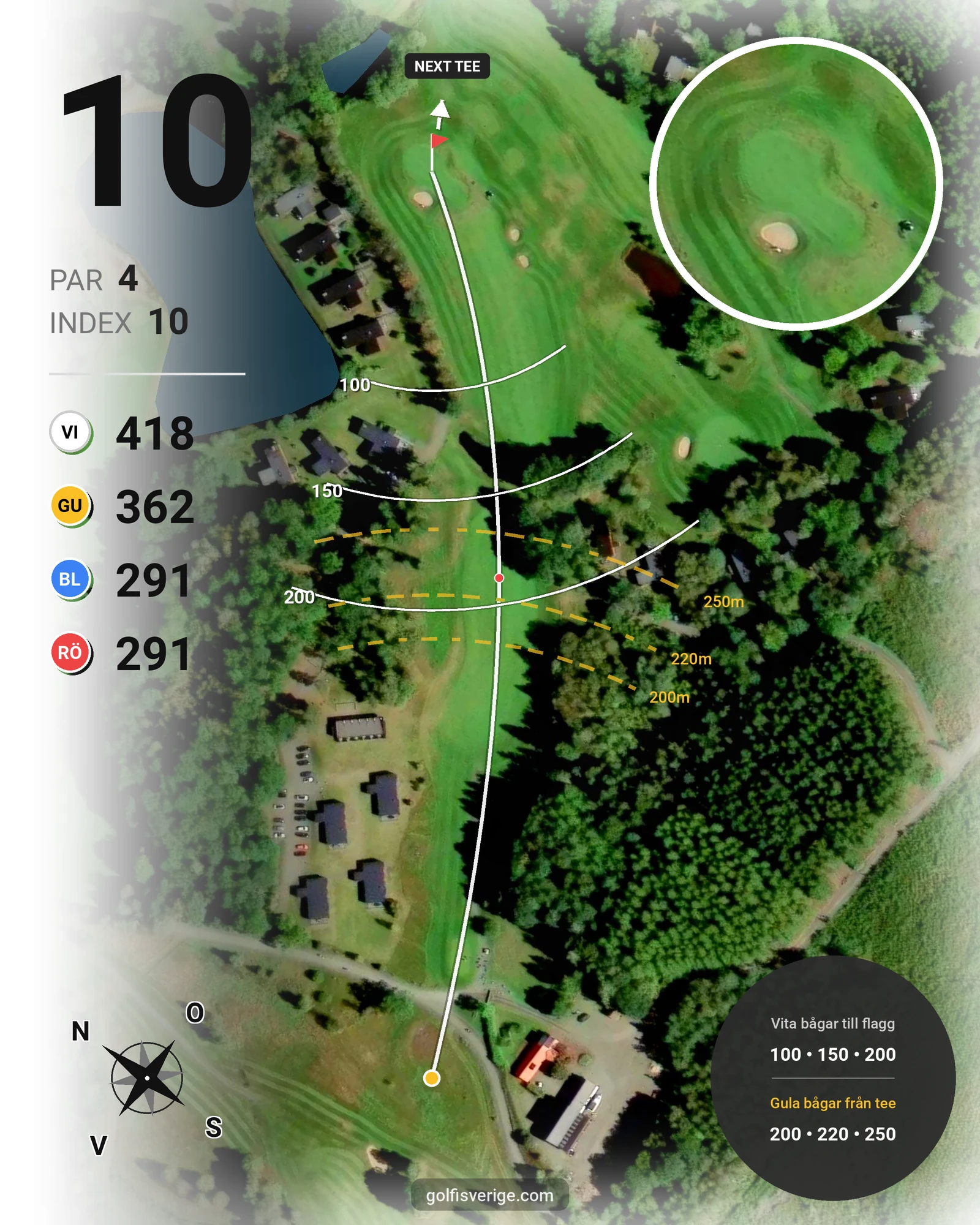 Banguide 9 hål på Woodlands Golf & Country Club - Hål 10 karta