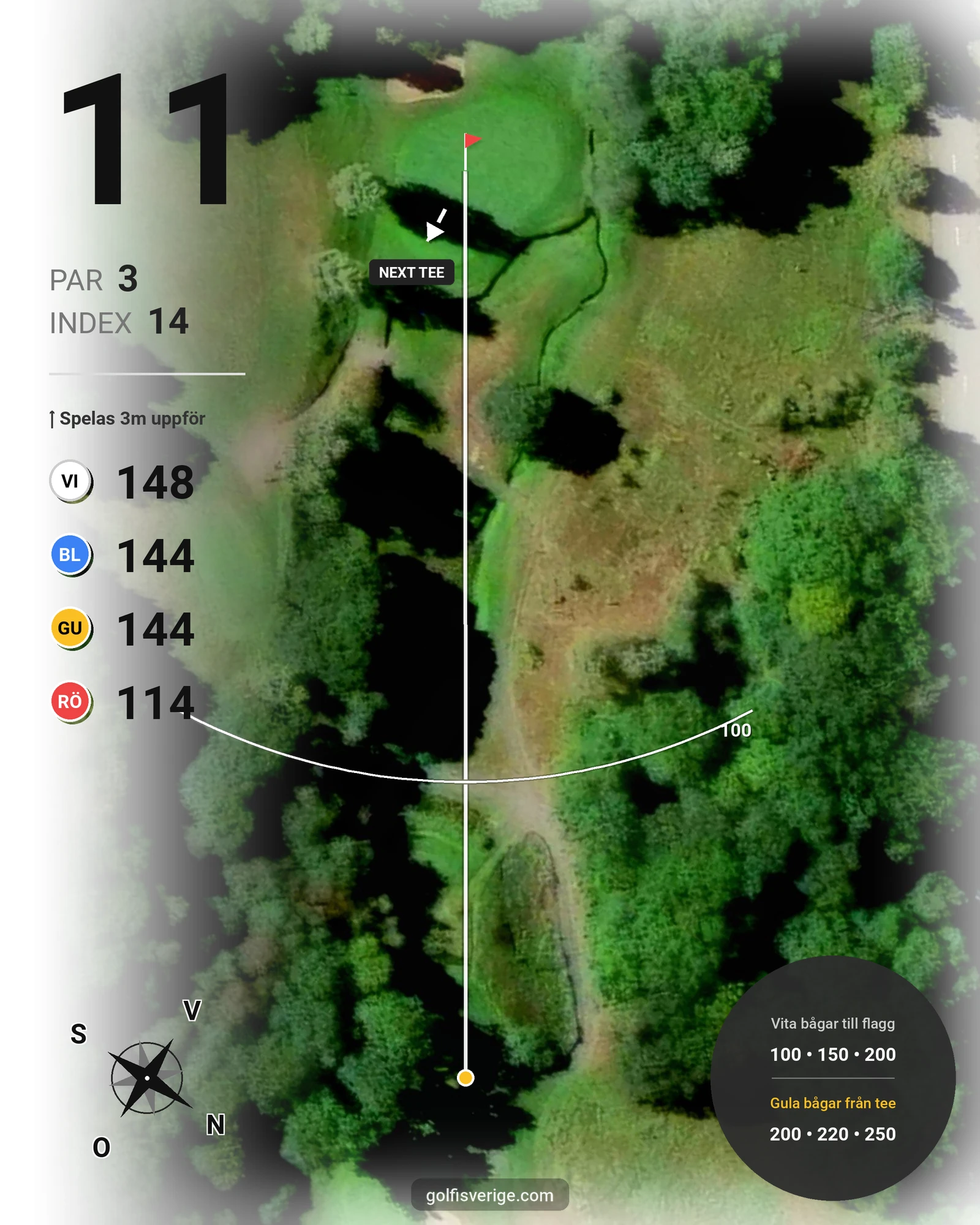Banguide 18 hål på Woodlands Golf & Country Club - Hål 11 karta