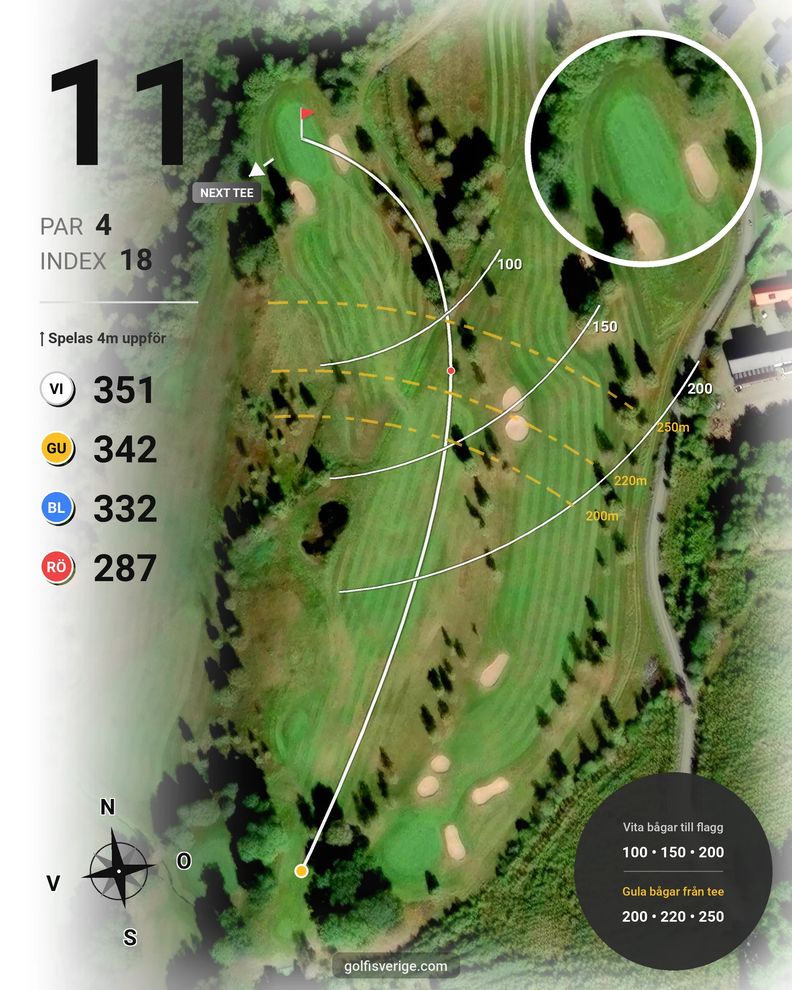 Banguide 9 hål på Woodlands Golf & Country Club - Hål 11 karta