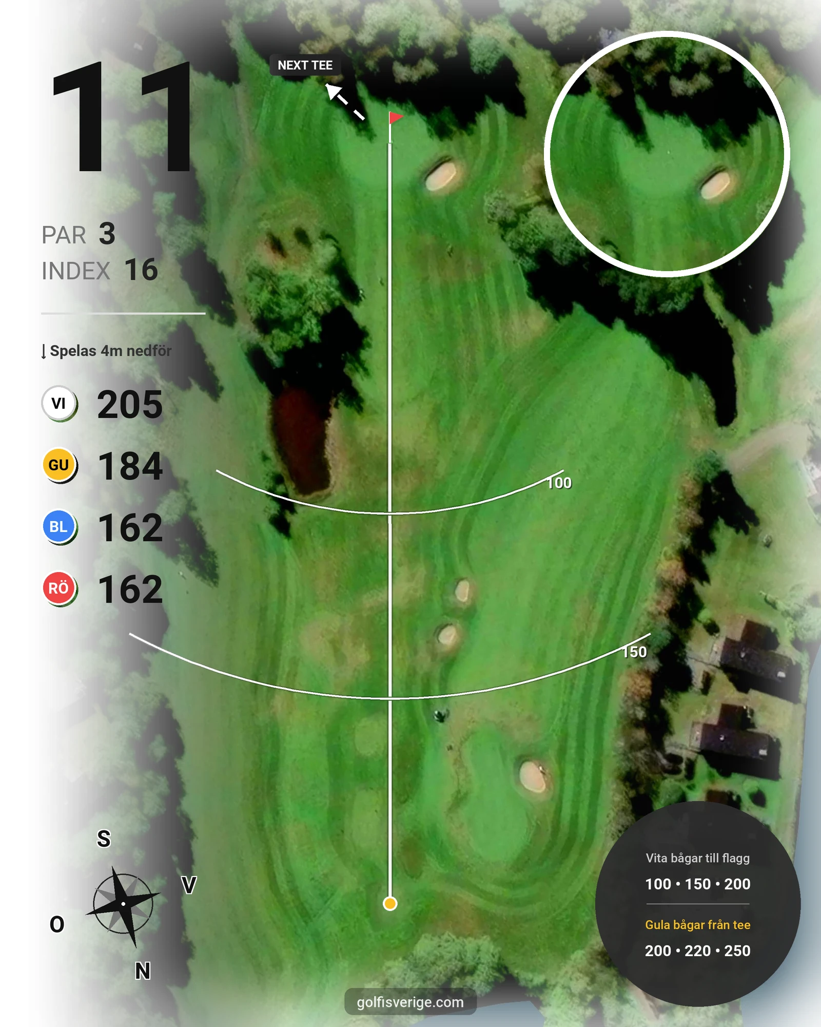 Banguide 9 hål på Woodlands Golf & Country Club - Hål 11 karta