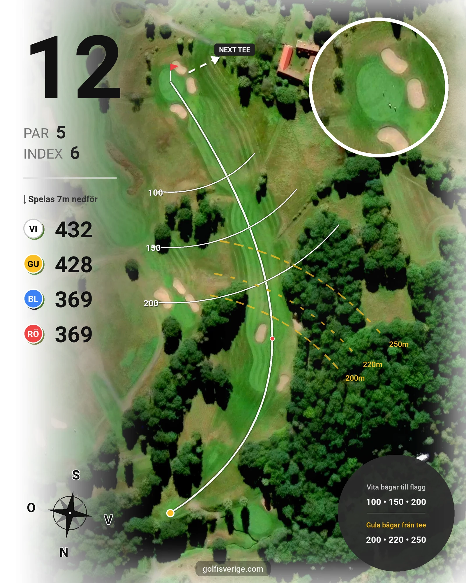 Banguide 18 hål på Woodlands Golf & Country Club - Hål 12 karta