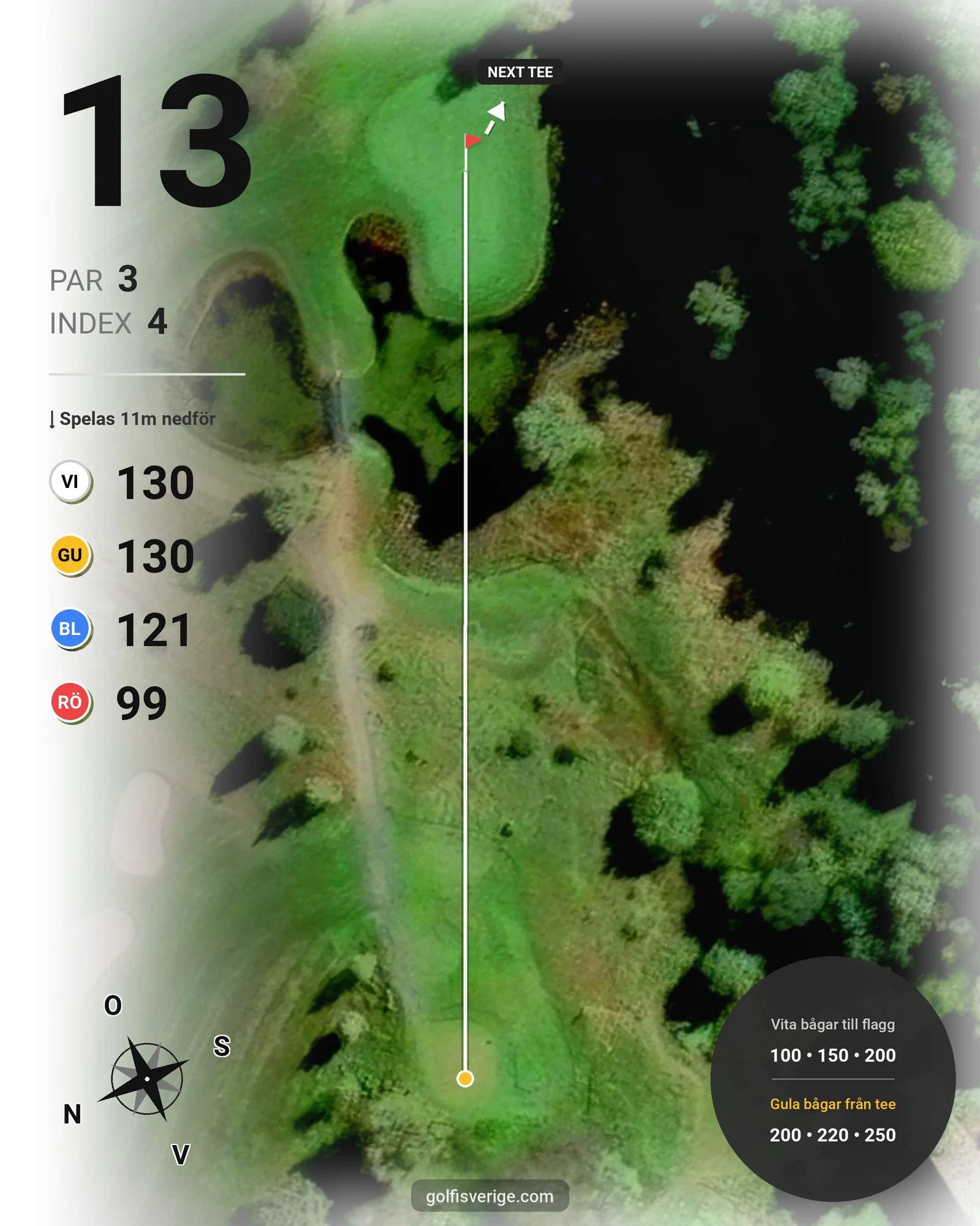 Banguide 18 hål på Woodlands Golf & Country Club - Hål 13 karta