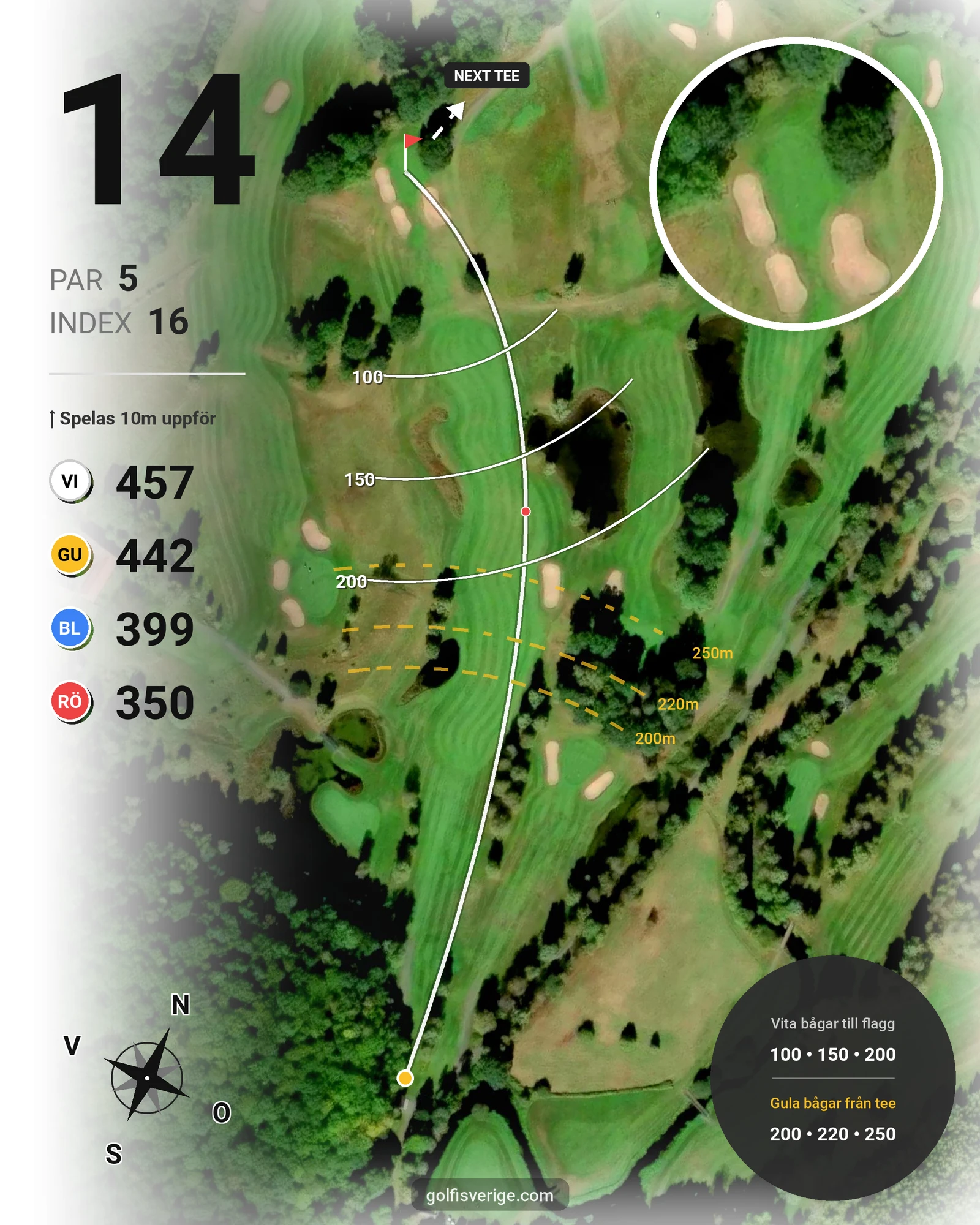 Banguide 18 hål på Woodlands Golf & Country Club - Hål 14 karta