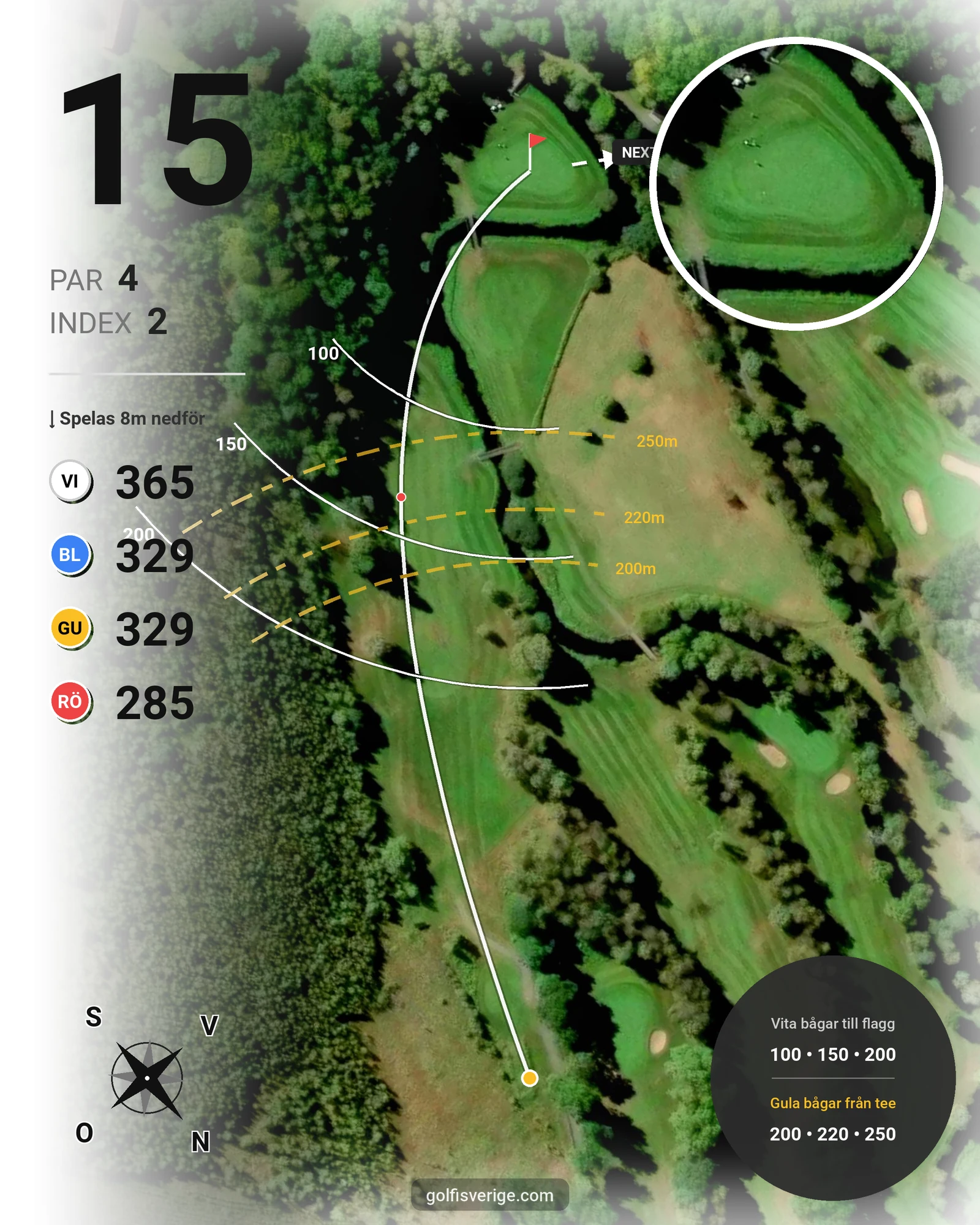 Banguide 9 hål på Woodlands Golf & Country Club - Hål 15 karta