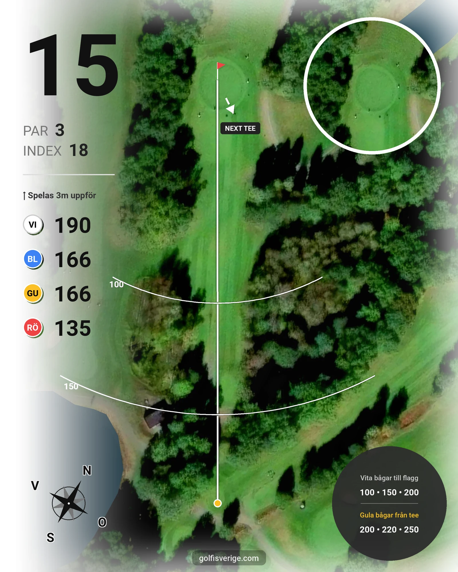 Banguide 9 hål på Woodlands Golf & Country Club - Hål 15 karta