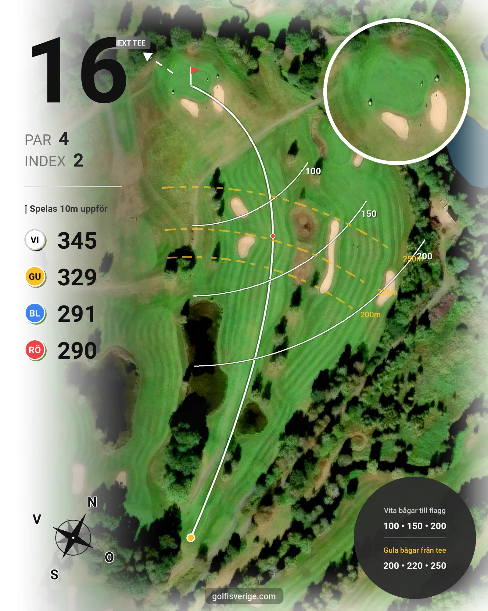 Banguide 18 hål på Woodlands Golf & Country Club - Hål 16 karta