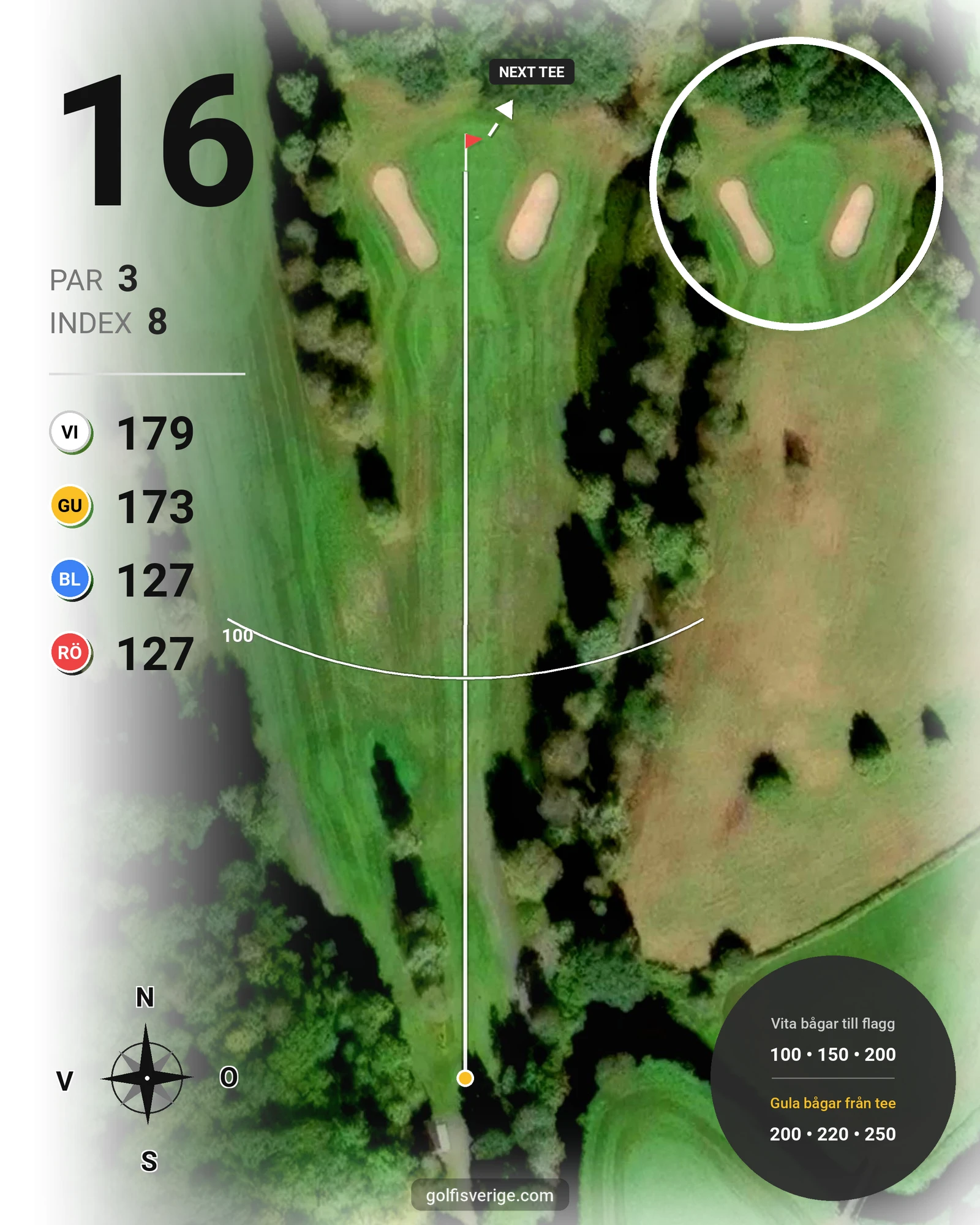 Banguide 9 hål på Woodlands Golf & Country Club - Hål 16 karta