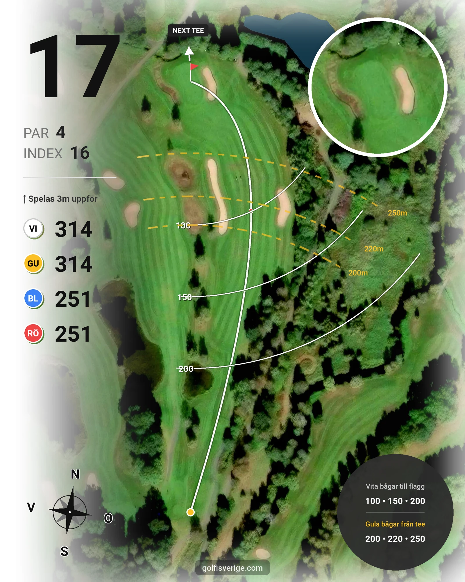 Banguide 9 hål på Woodlands Golf & Country Club - Hål 17 karta