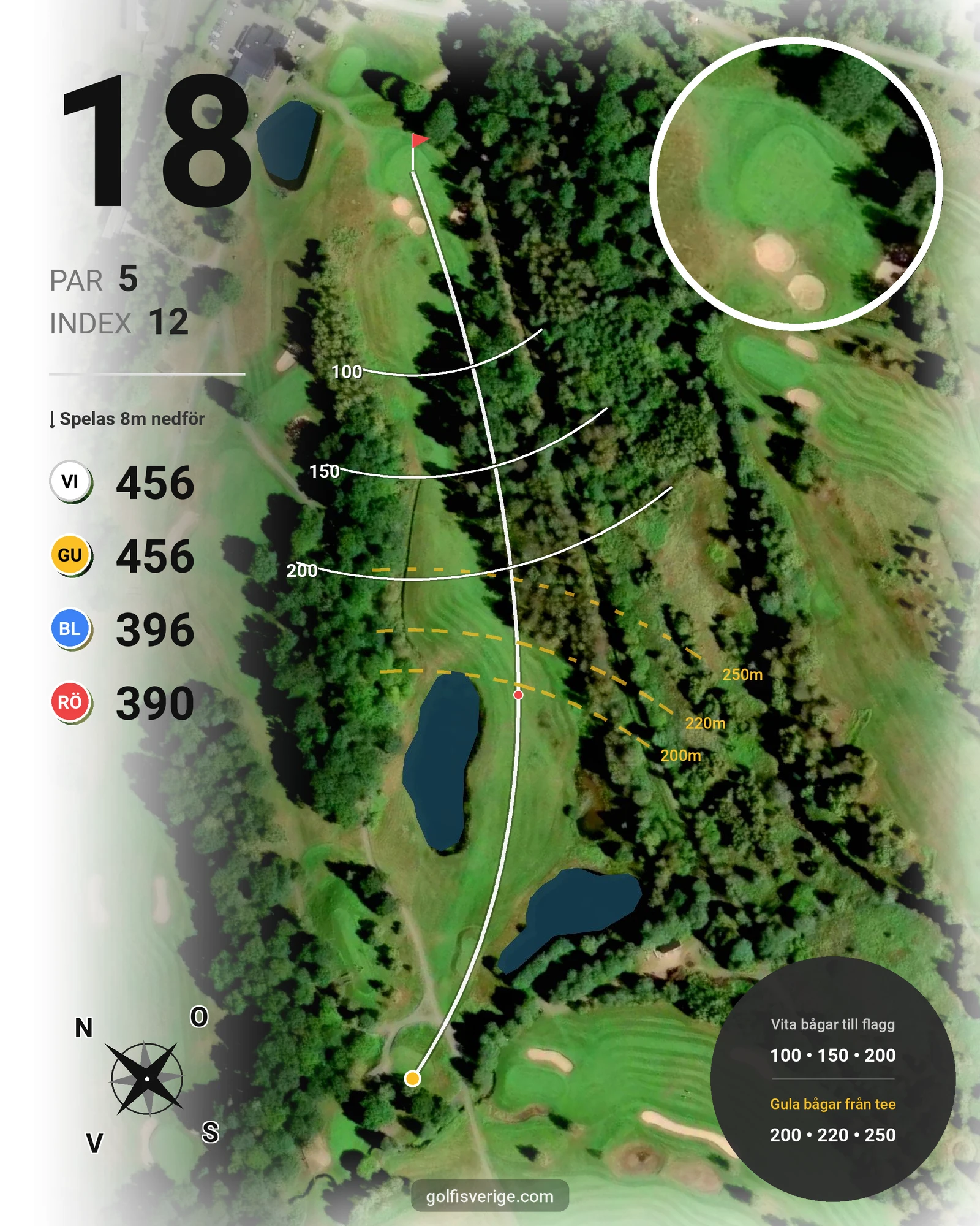 Banguide 18 hål på Woodlands Golf & Country Club - Hål 18 karta