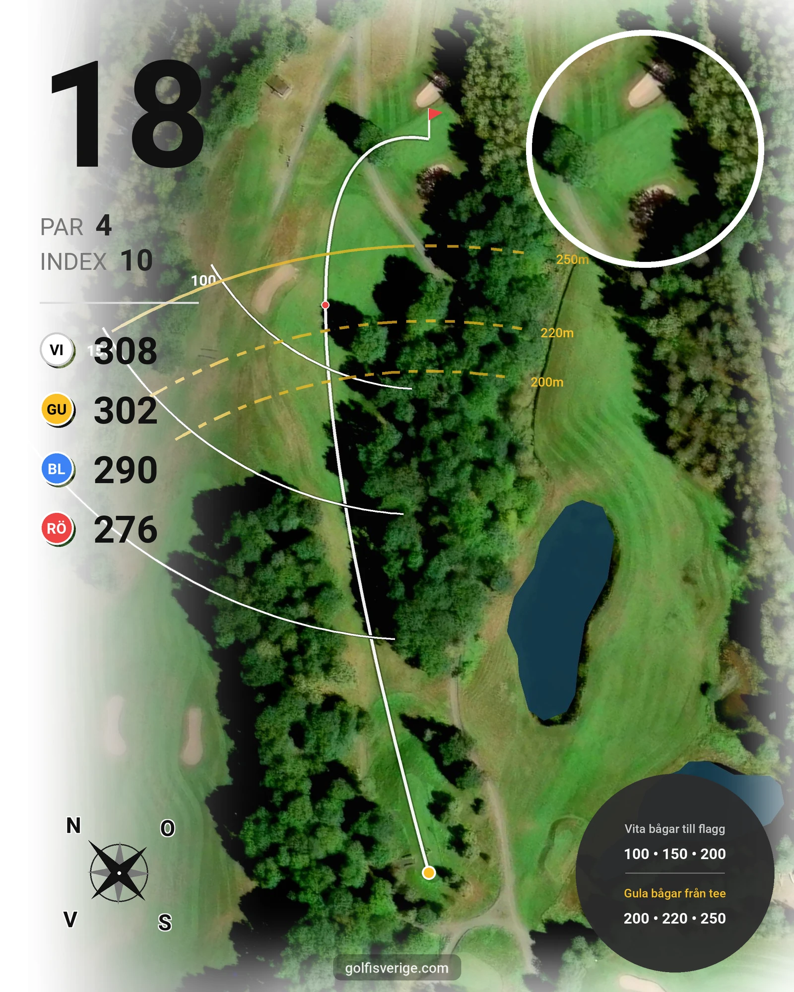 Banguide 9 hål på Woodlands Golf & Country Club - Hål 18 karta