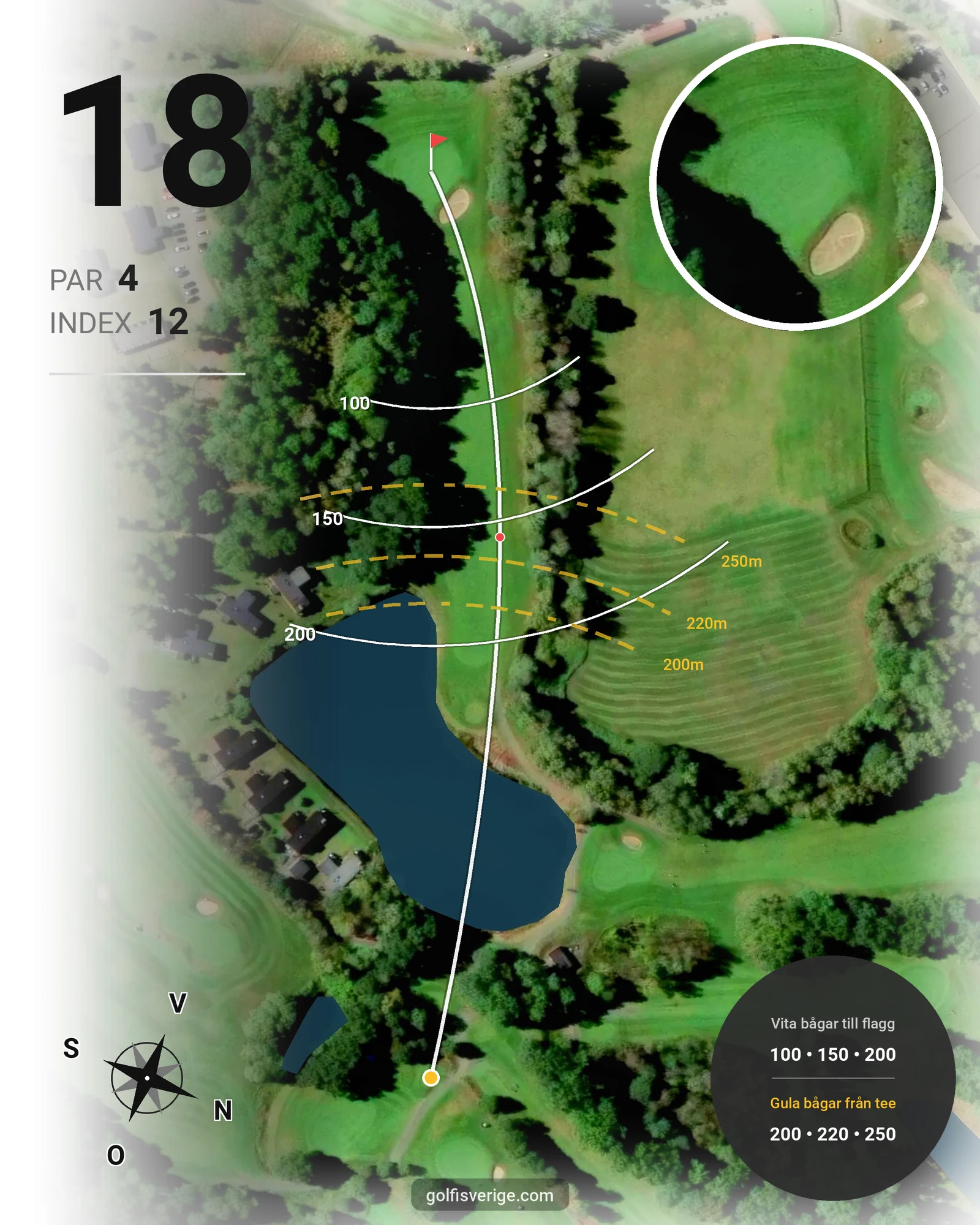 Banguide 9 hål på Woodlands Golf & Country Club - Hål 18 karta