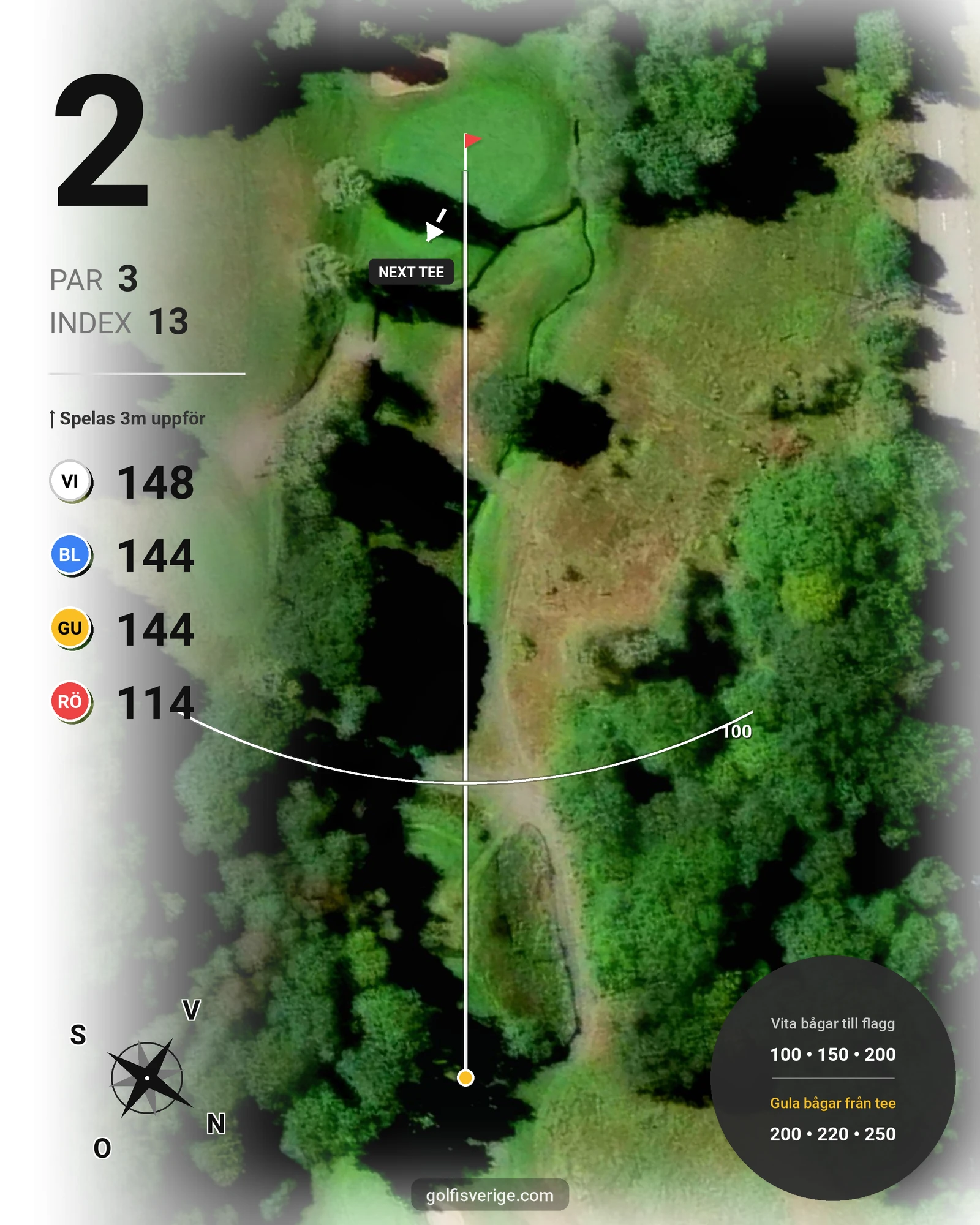Banguide 18 hål på Woodlands Golf & Country Club - Hål 2 karta