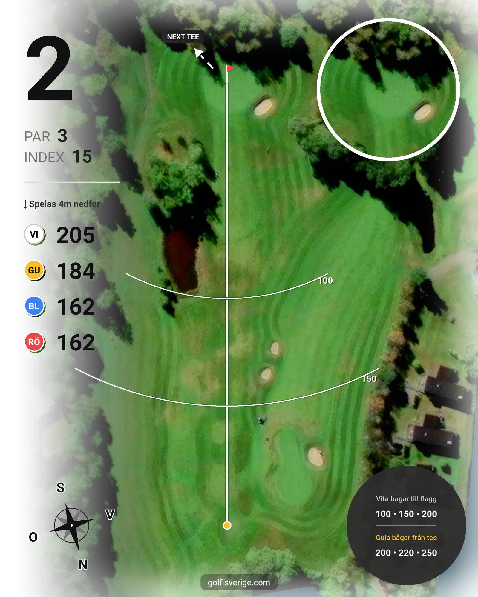 Banguide 18 hål på Woodlands Golf & Country Club - Hål 2 karta