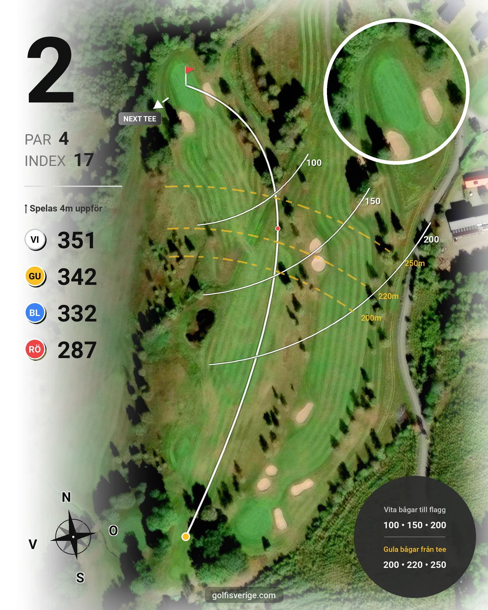 Banguide 9 hål på Woodlands Golf & Country Club - Hål 2 karta