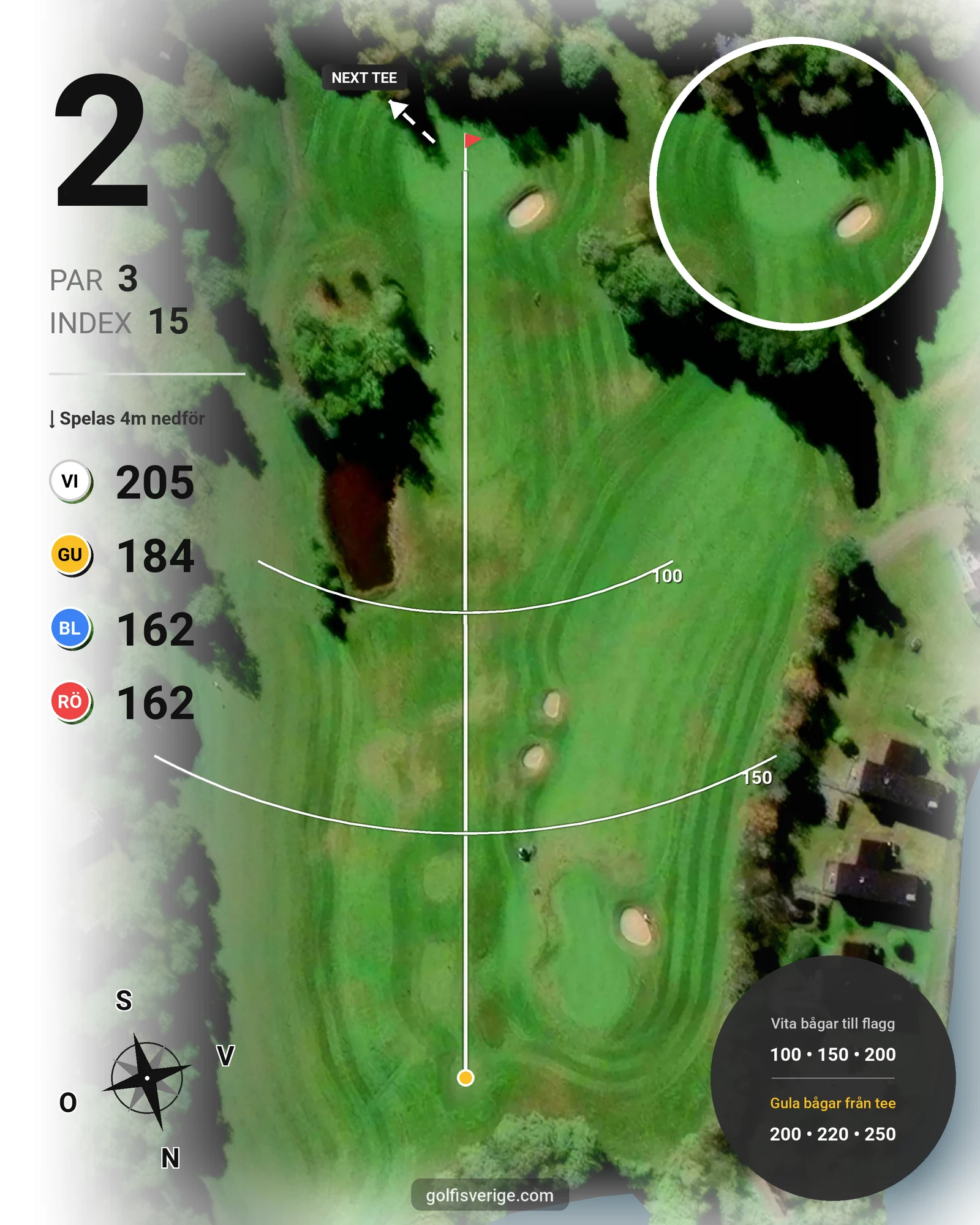 Banguide 9 hål på Woodlands Golf & Country Club - Hål 2 karta