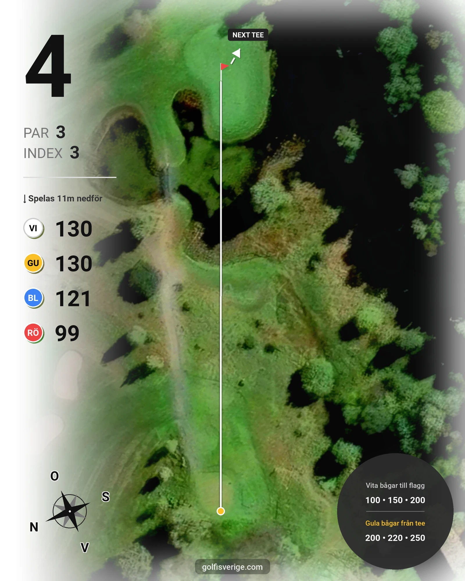 Banguide 18 hål på Woodlands Golf & Country Club - Hål 4 karta