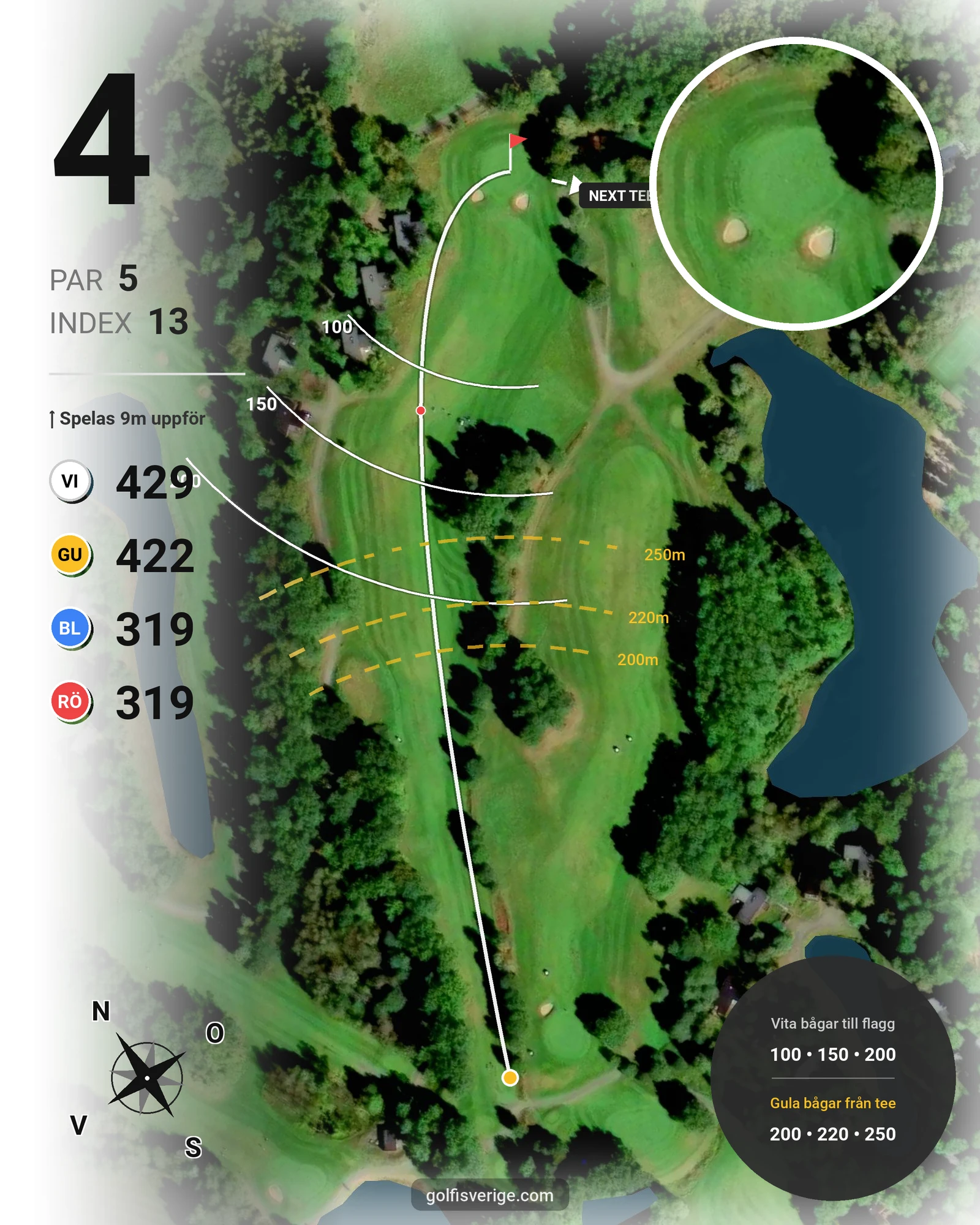 Banguide 18 hål på Woodlands Golf & Country Club - Hål 4 karta