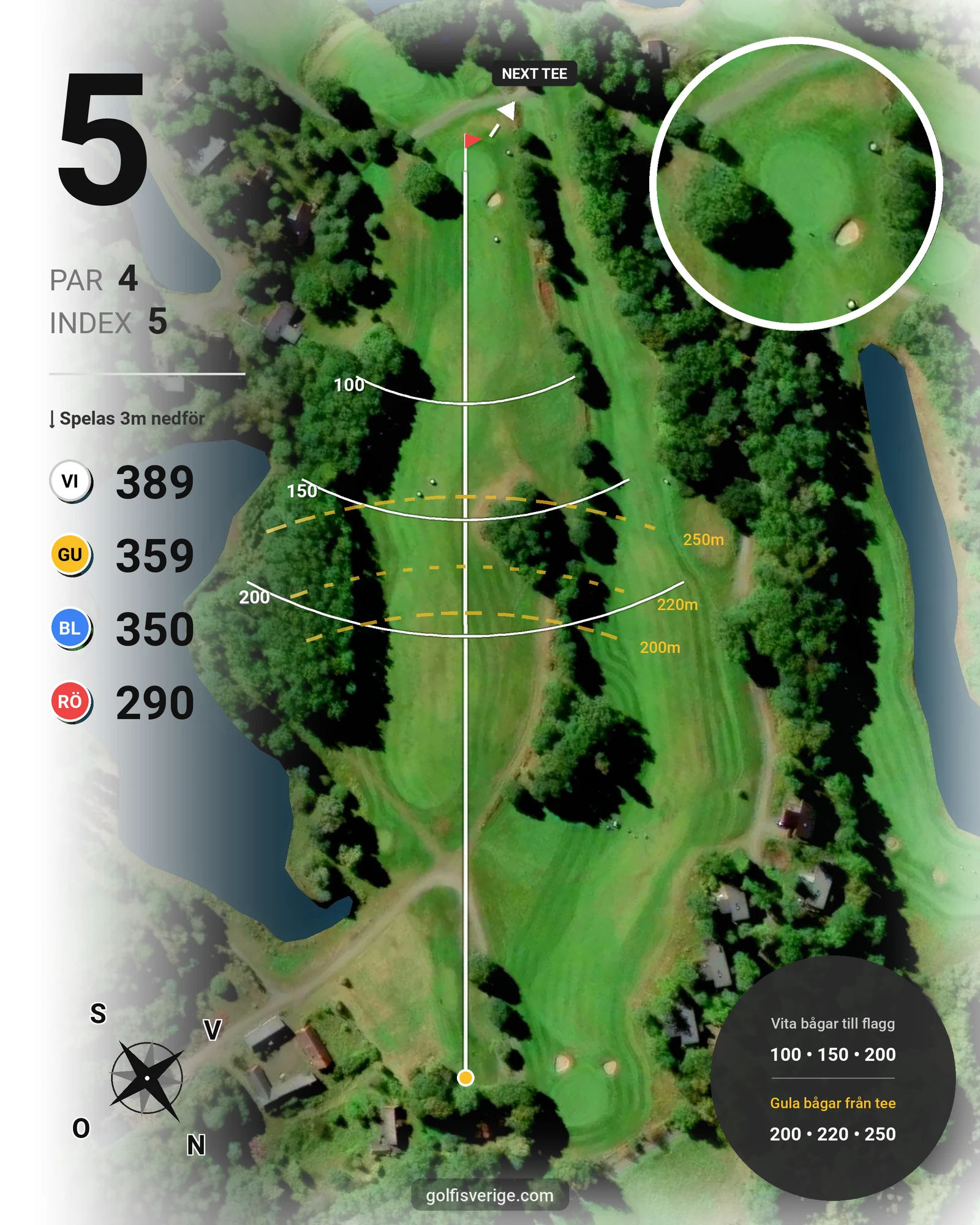 Banguide 18 hål på Woodlands Golf & Country Club - Hål 5 karta