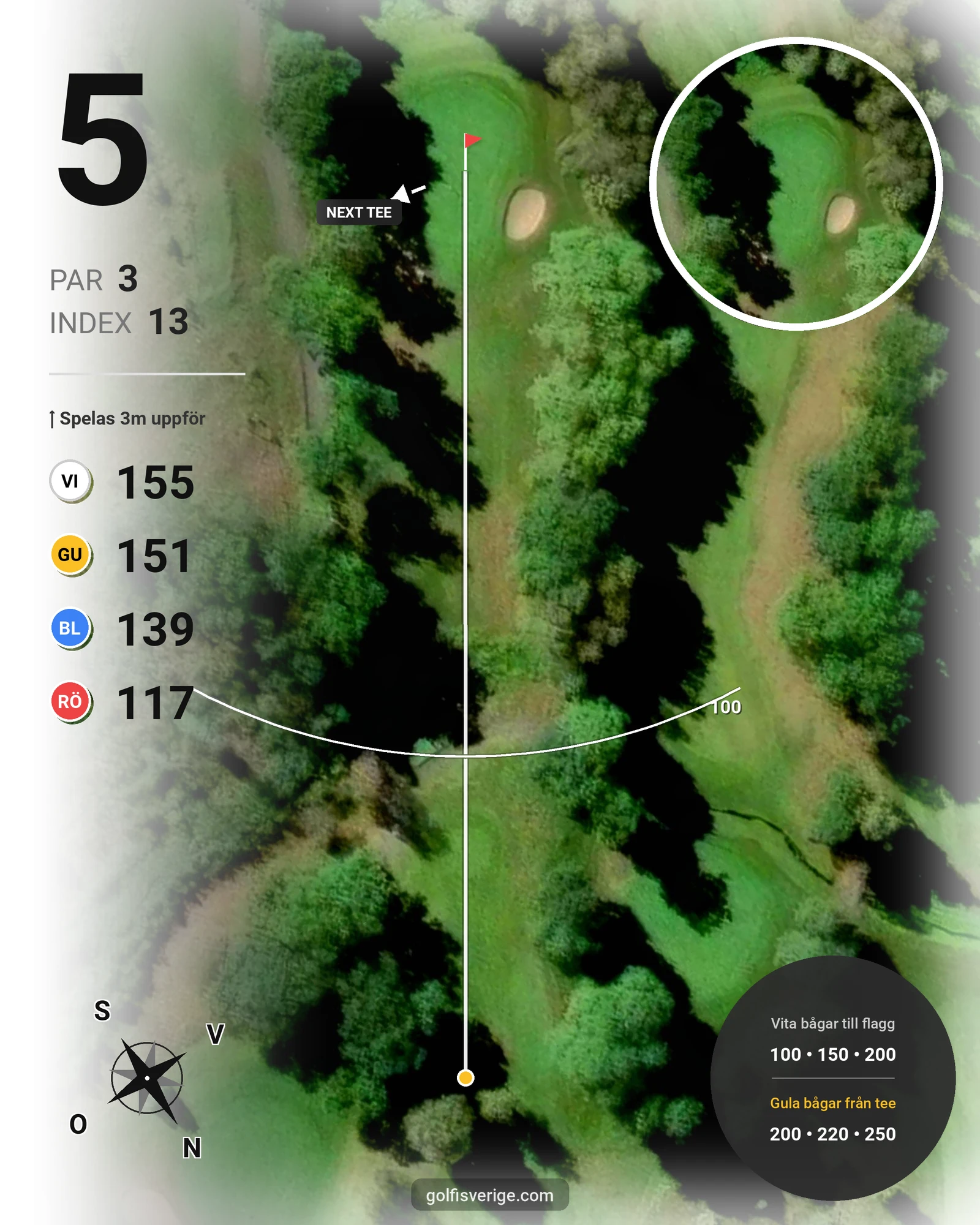 Banguide 9 hål på Woodlands Golf & Country Club - Hål 5 karta