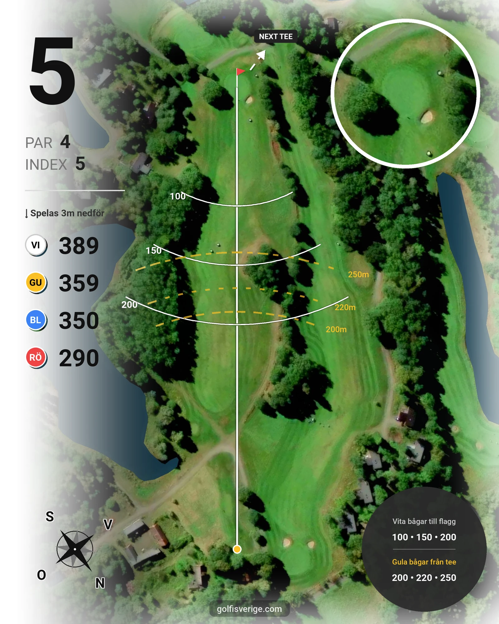 Banguide 9 hål på Woodlands Golf & Country Club - Hål 5 karta