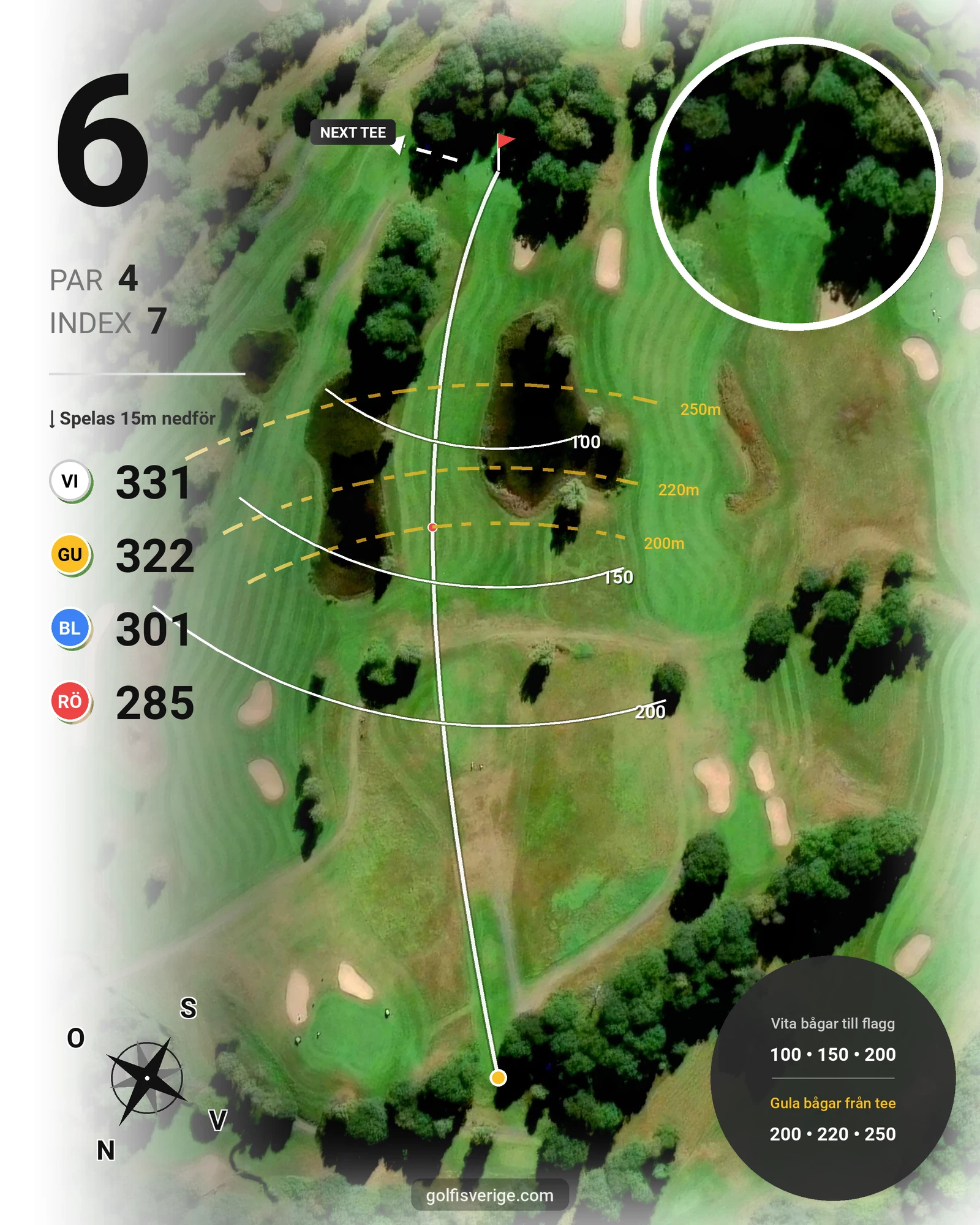 Banguide 18 hål på Woodlands Golf & Country Club - Hål 6 karta