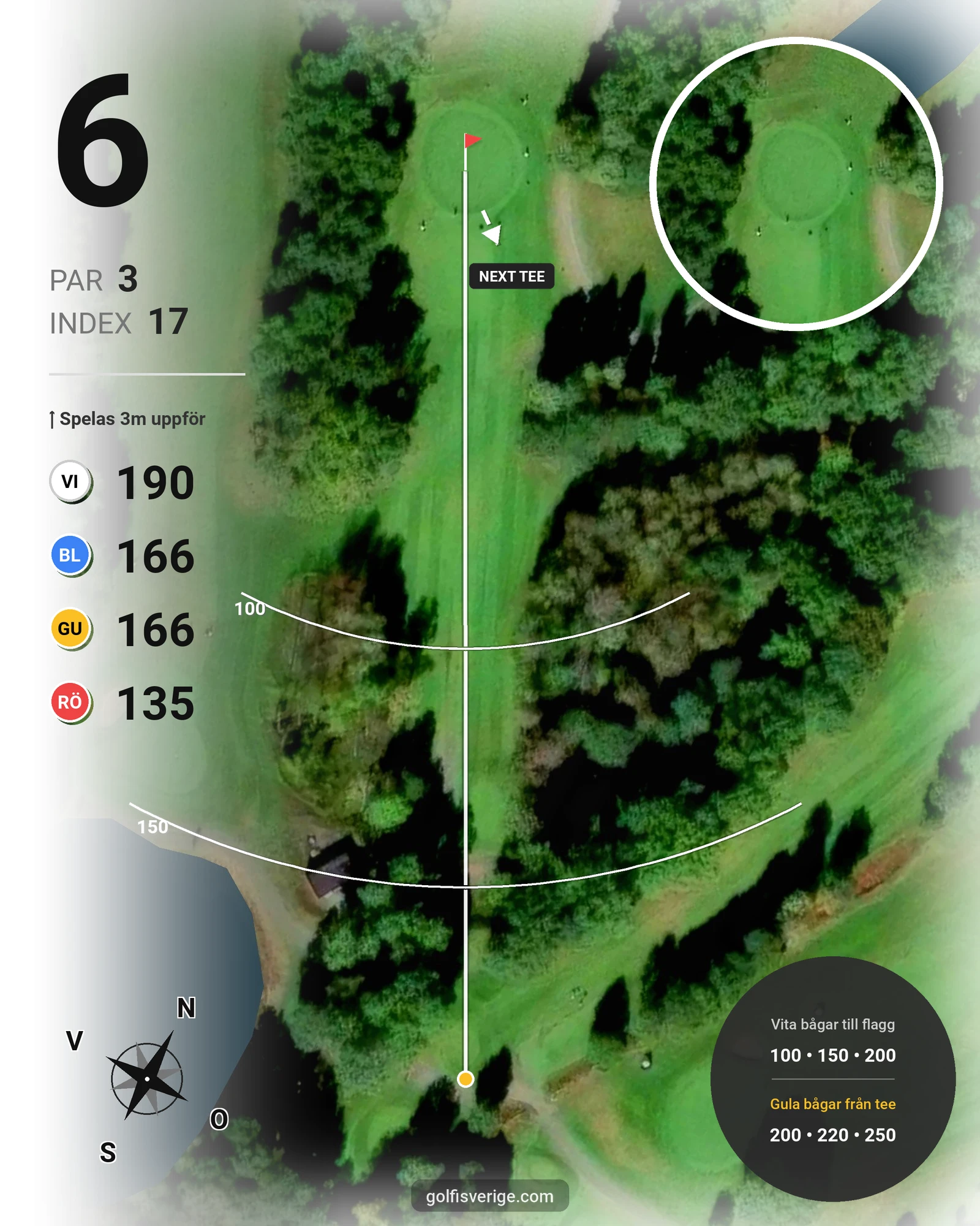 Banguide 18 hål på Woodlands Golf & Country Club - Hål 6 karta