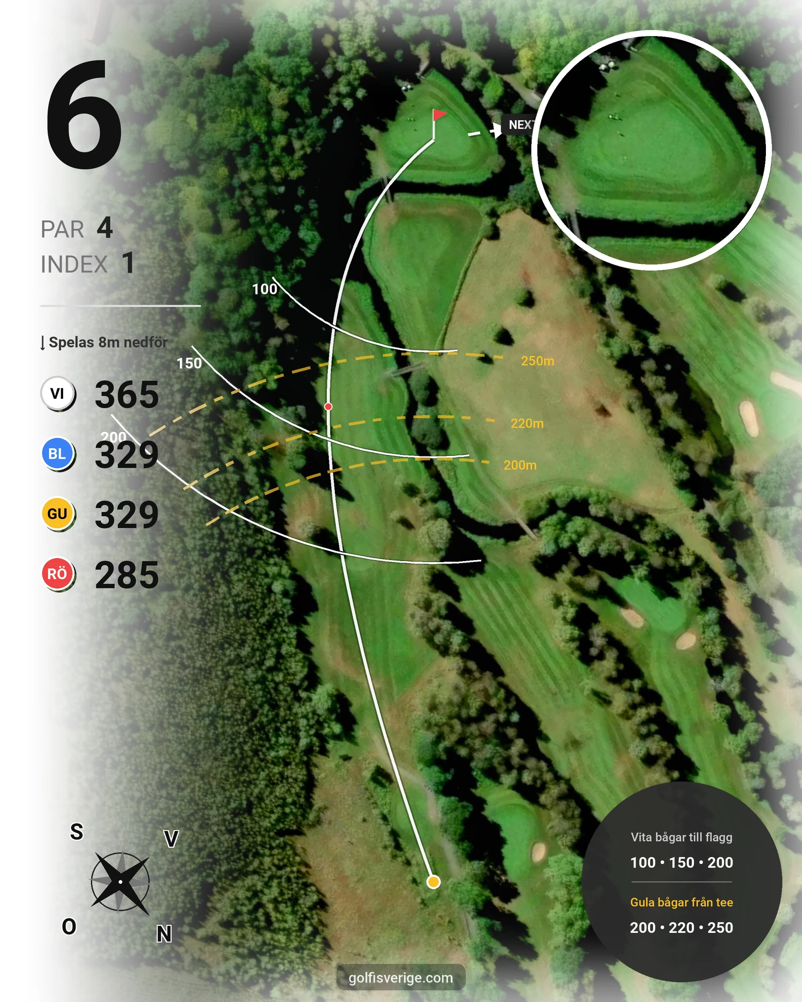 Banguide 9 hål på Woodlands Golf & Country Club - Hål 6 karta