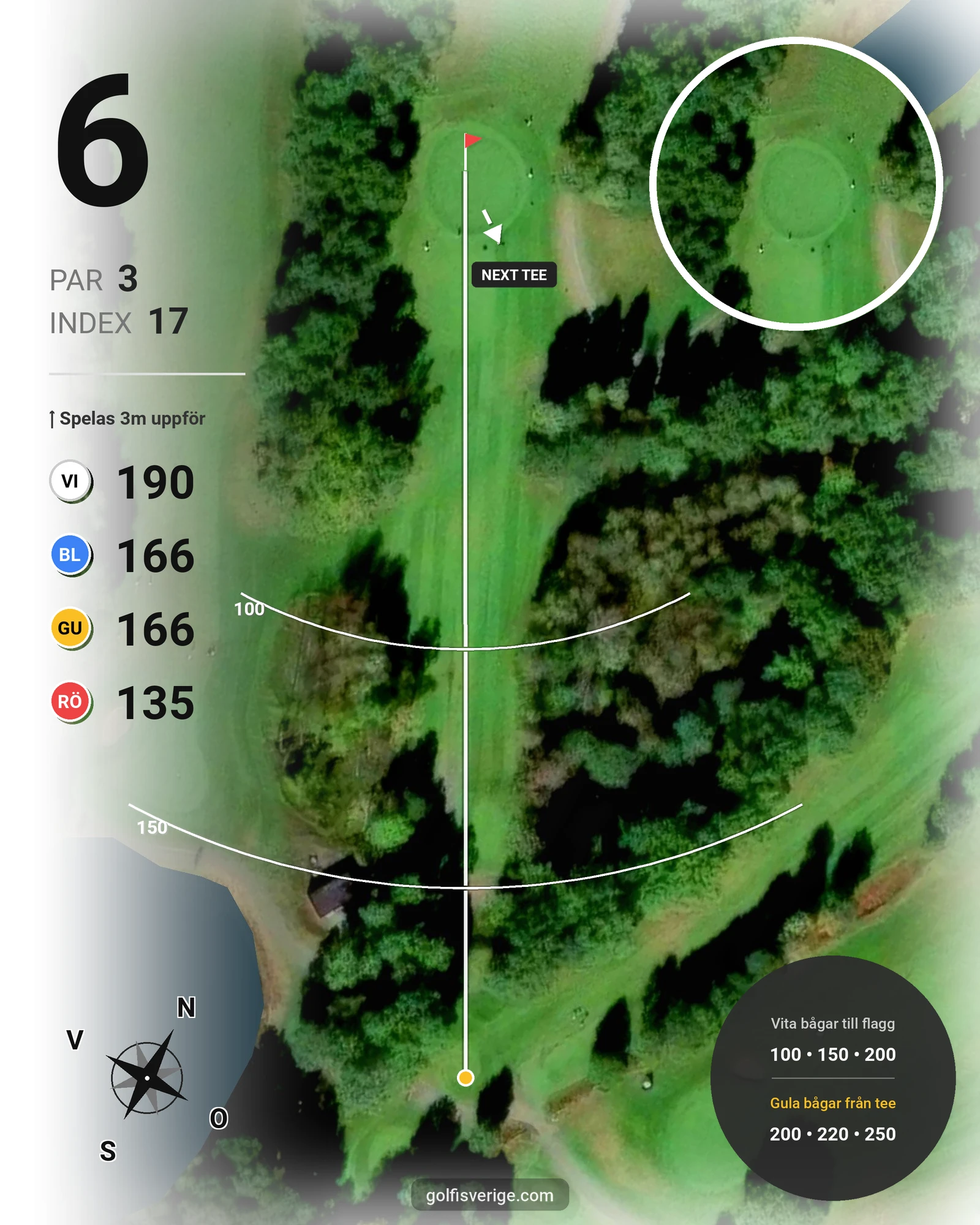 Banguide 9 hål på Woodlands Golf & Country Club - Hål 6 karta