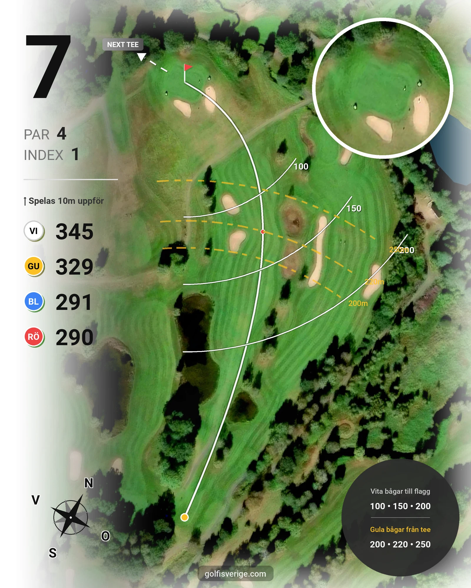 Banguide 18 hål på Woodlands Golf & Country Club - Hål 7 karta