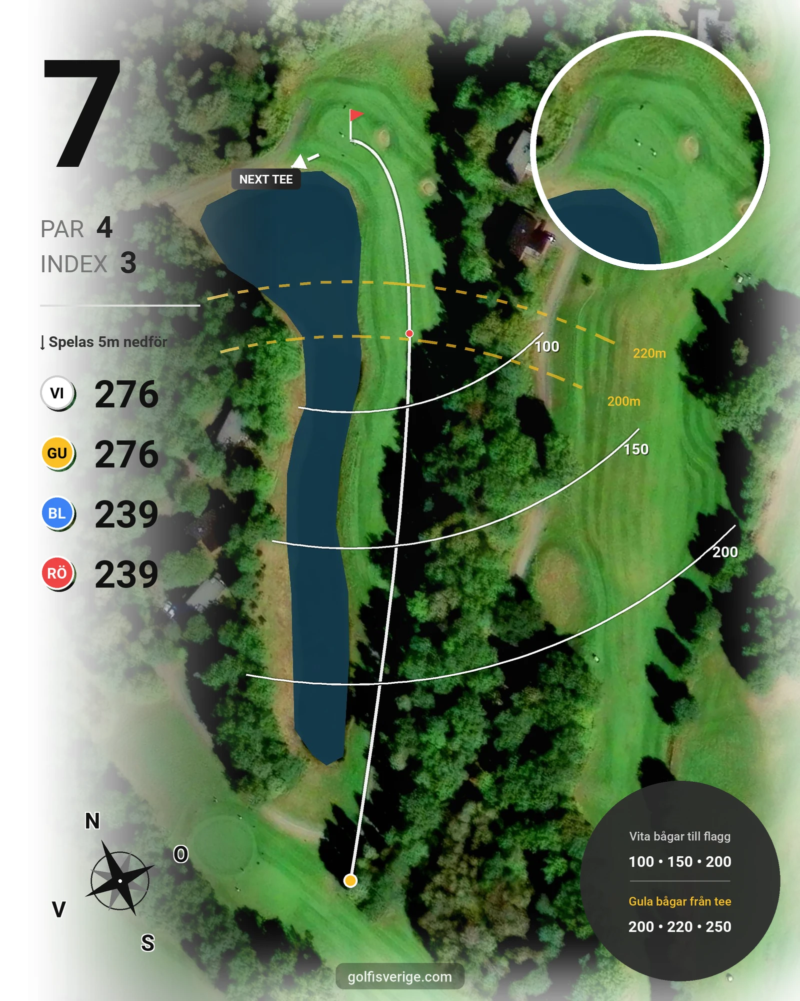 Banguide 18 hål på Woodlands Golf & Country Club - Hål 7 karta