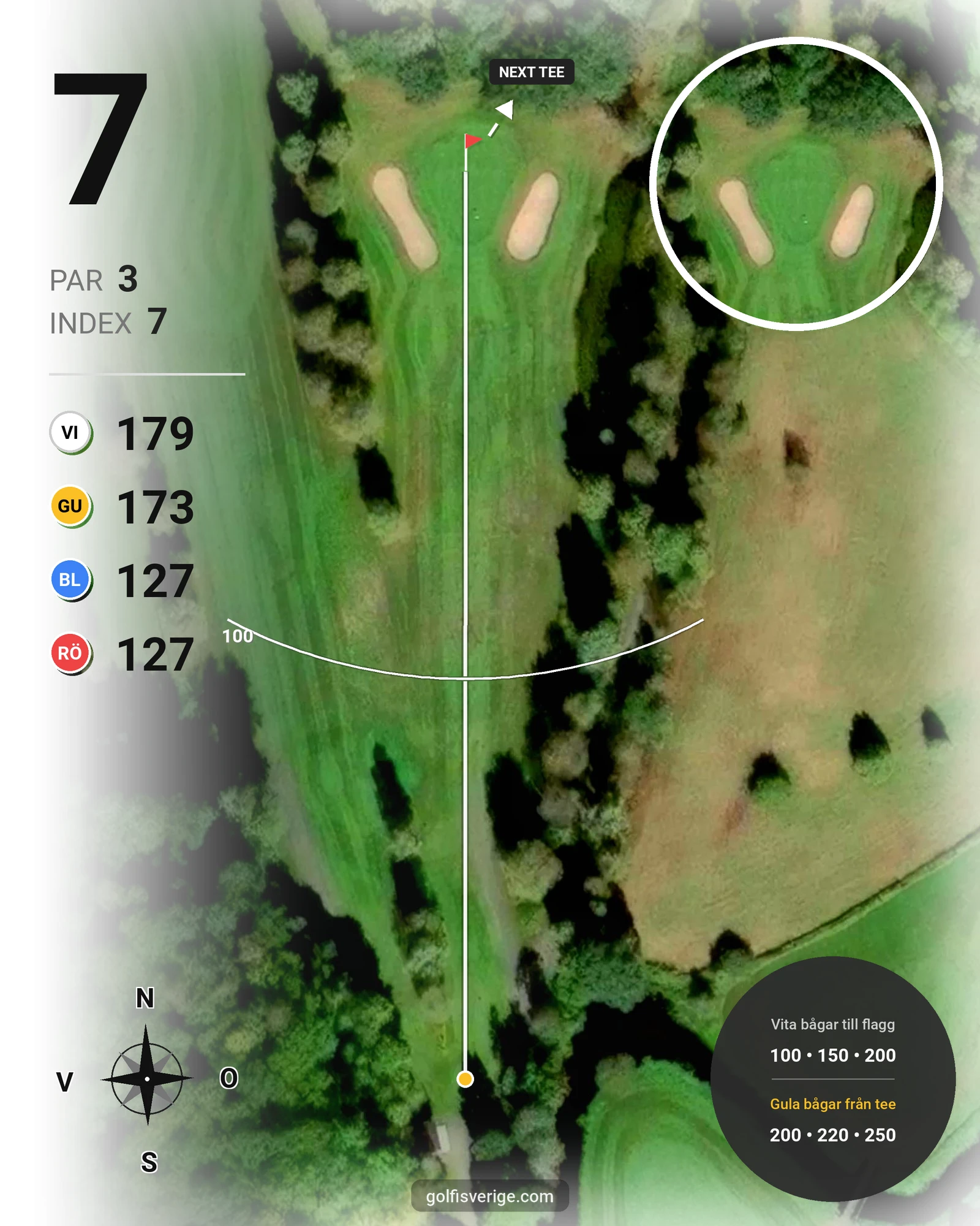 Banguide 9 hål på Woodlands Golf & Country Club - Hål 7 karta