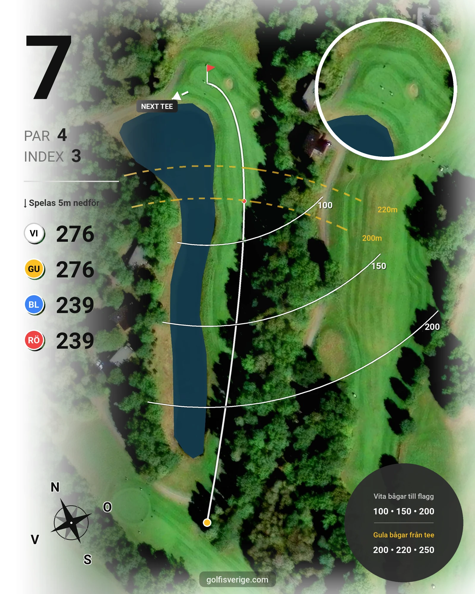 Banguide 9 hål på Woodlands Golf & Country Club - Hål 7 karta