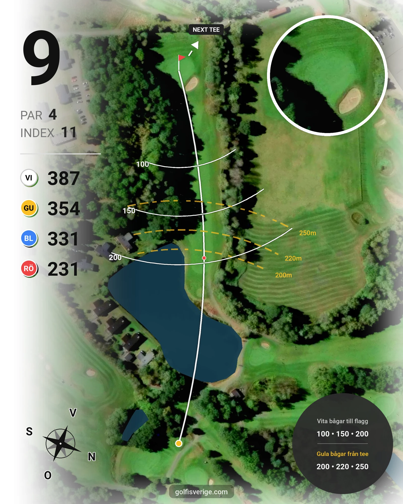 Banguide 18 hål på Woodlands Golf & Country Club - Hål 9 karta