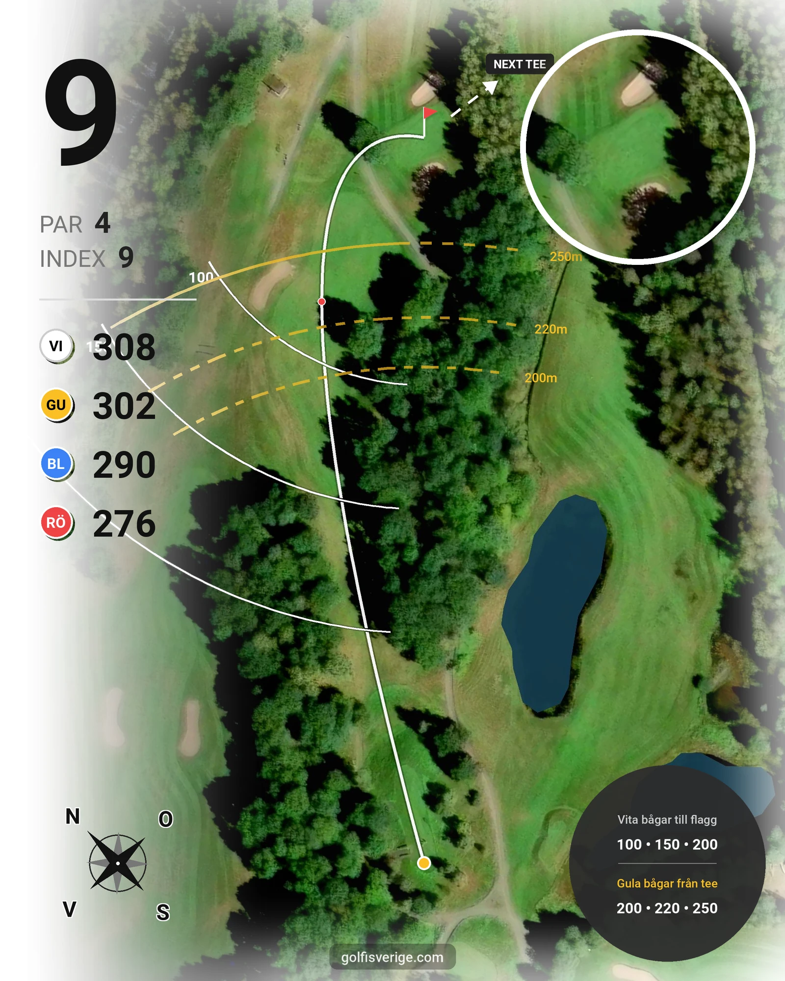 Banguide 9 hål på Woodlands Golf & Country Club - Hål 9 karta