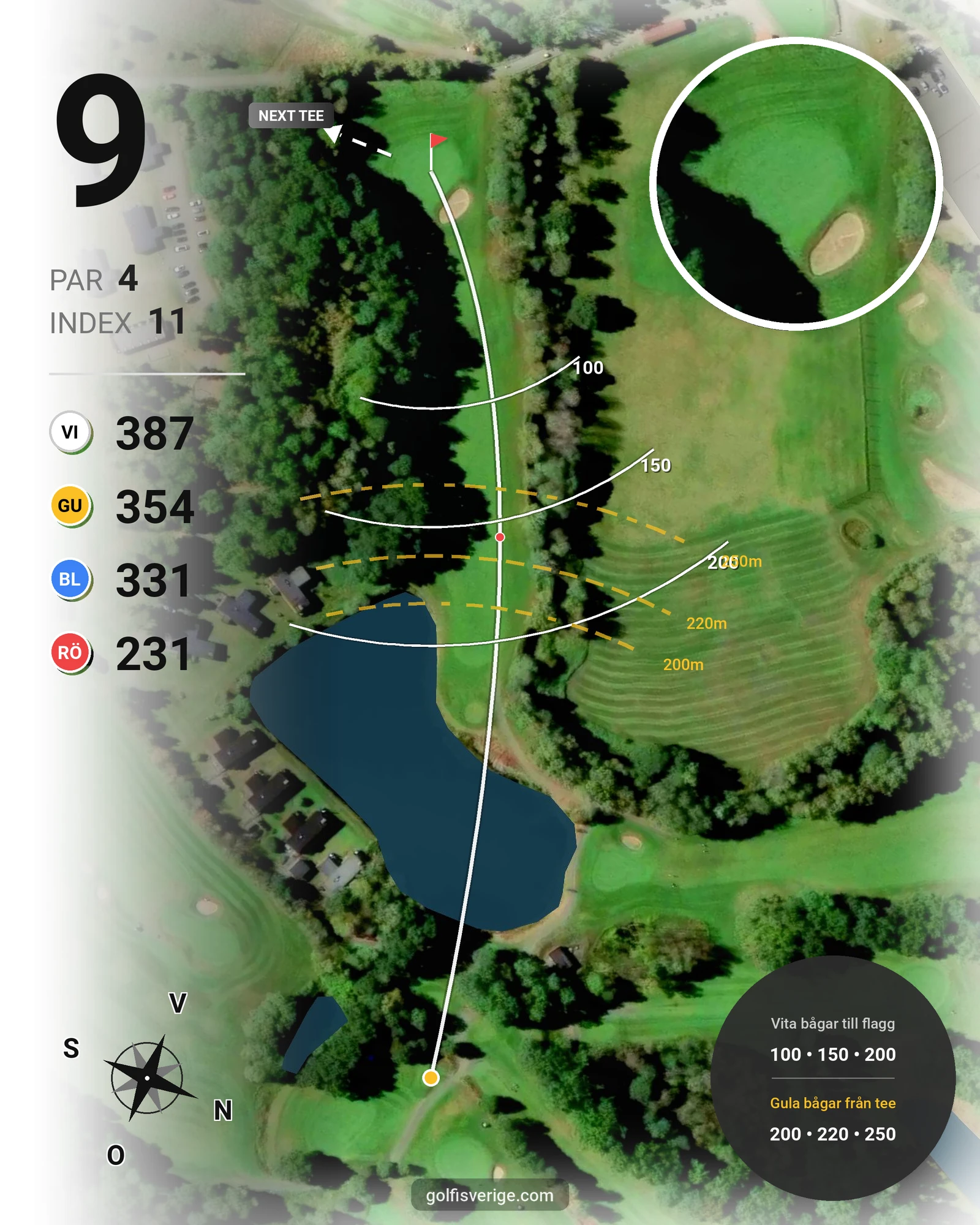 Banguide 9 hål på Woodlands Golf & Country Club - Hål 9 karta