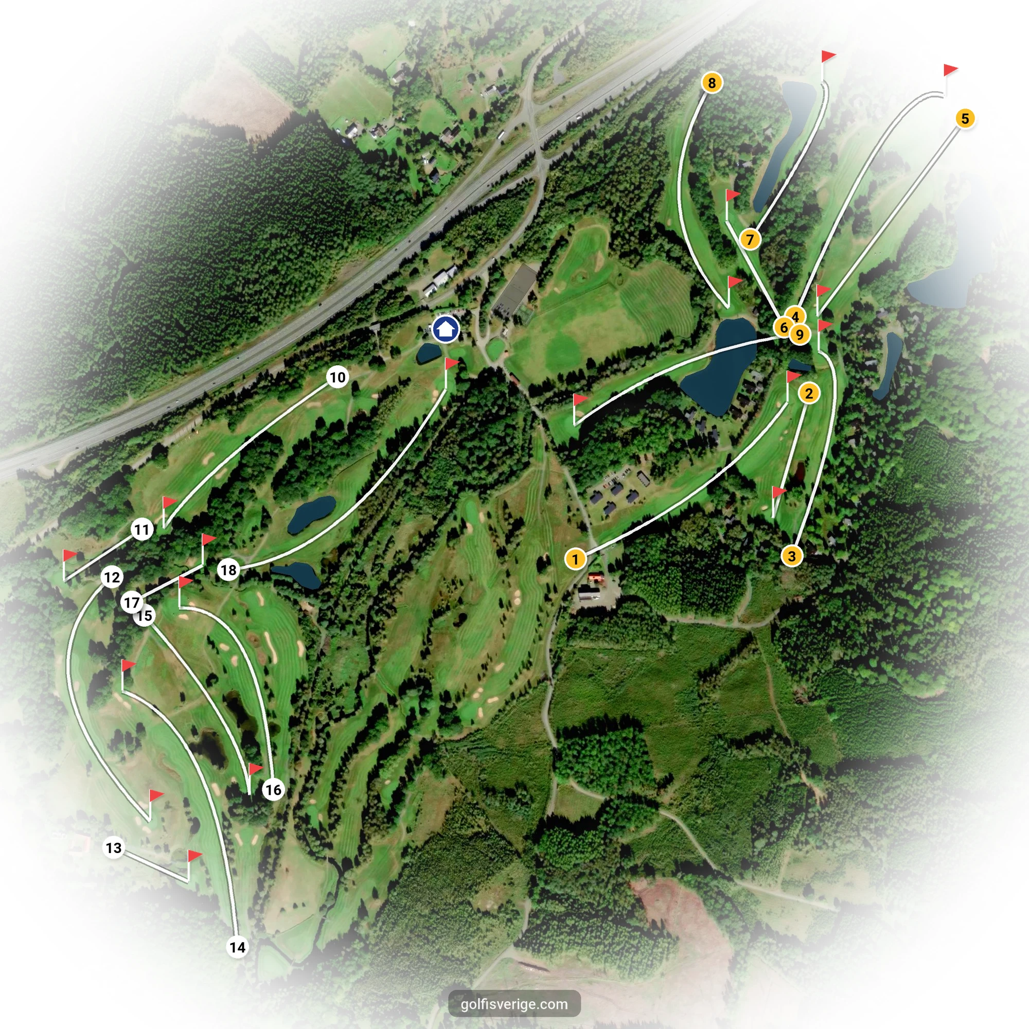Course guide for 18 holes at Woodlands Golf & Country Club