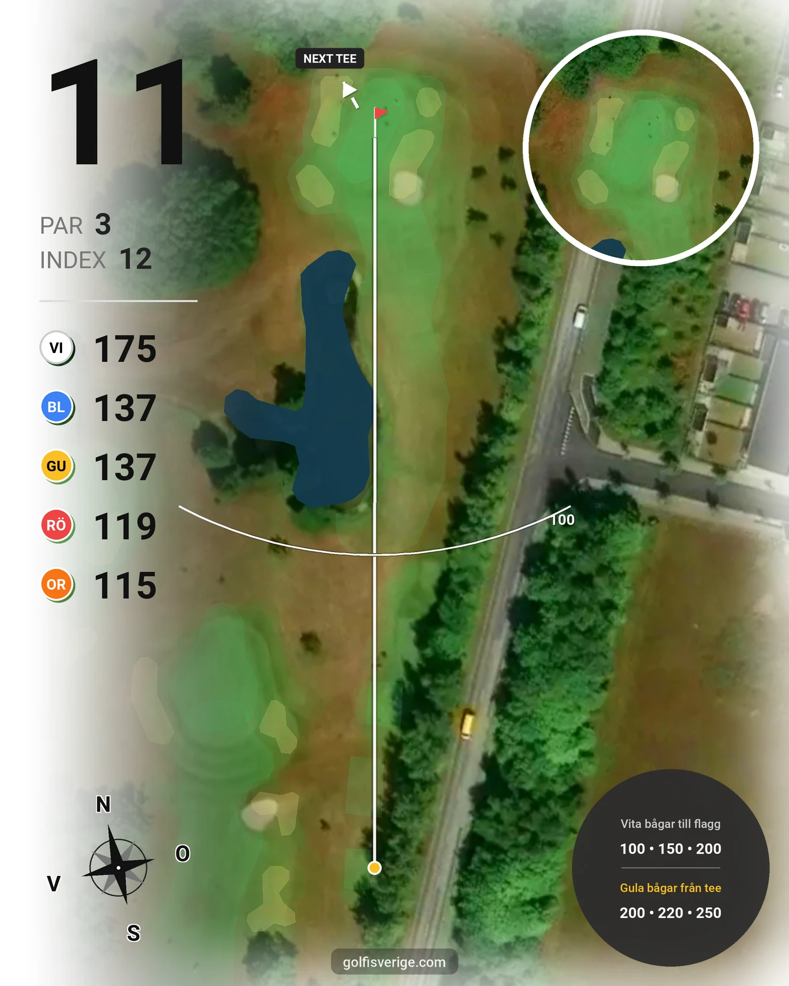 Banguide Ystad GK på Ystad Golfklubb - Hål 11 karta