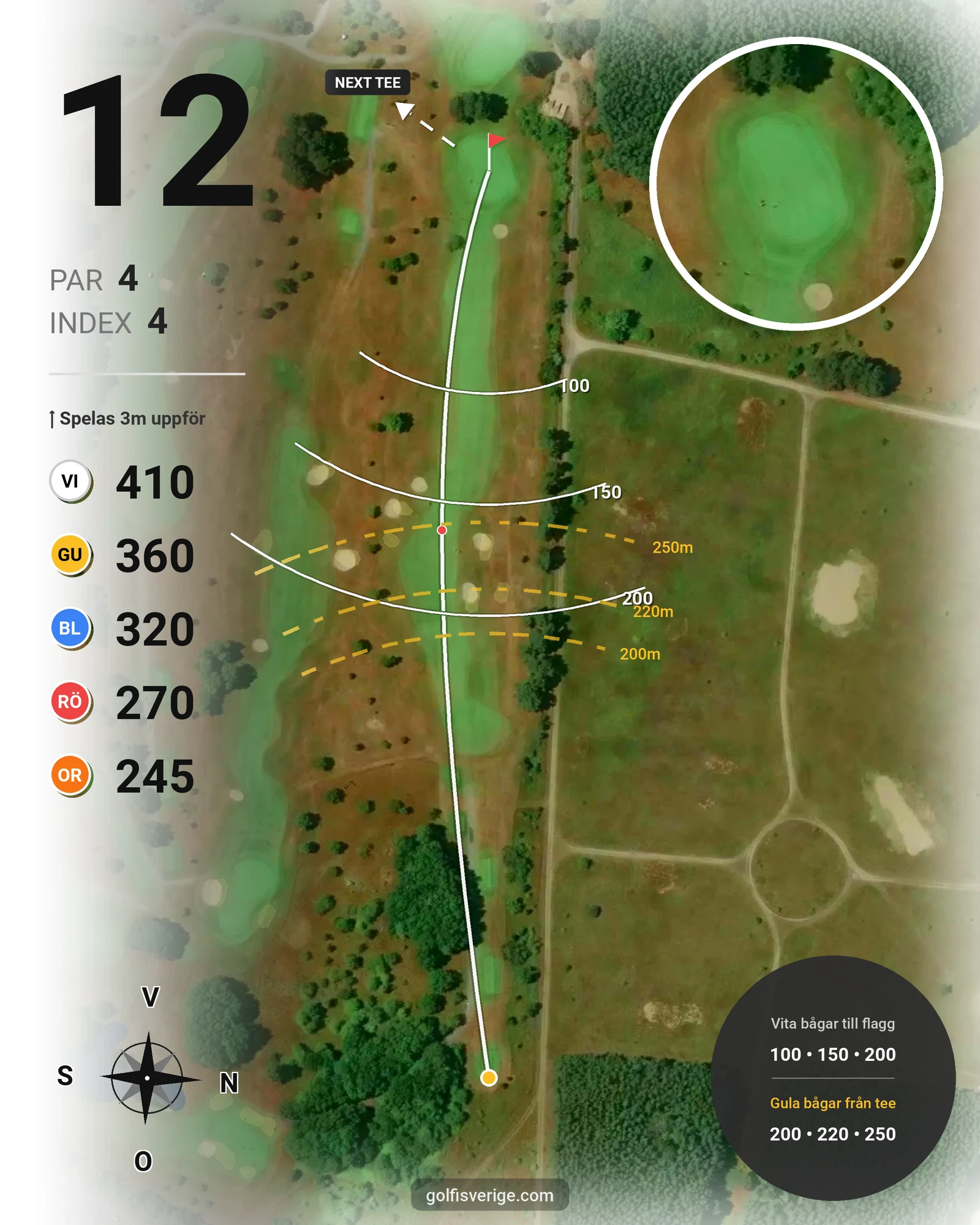 Banguide Ystad GK på Ystad Golfklubb - Hål 12 karta