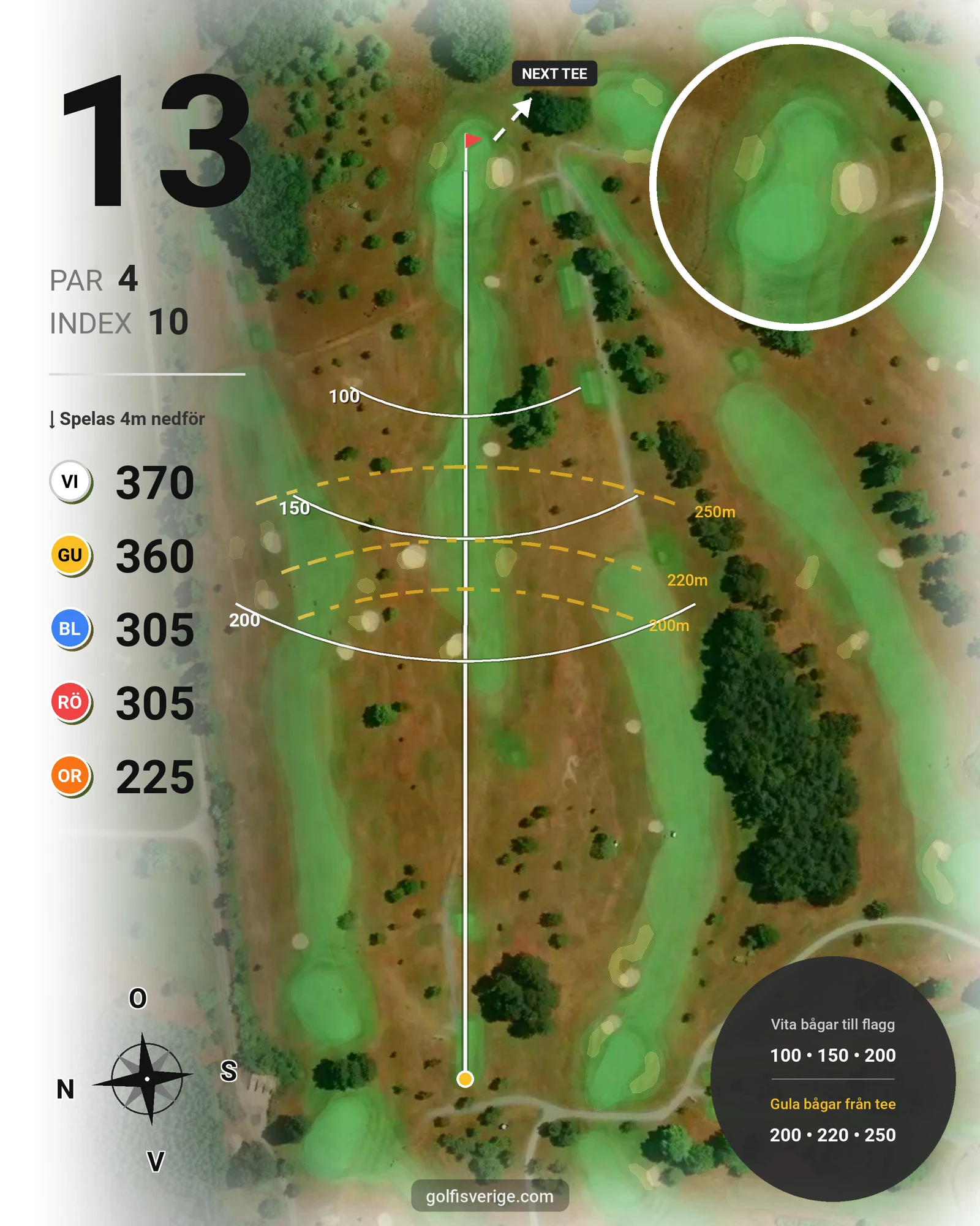 Banguide Ystad GK på Ystad Golfklubb - Hål 13 karta