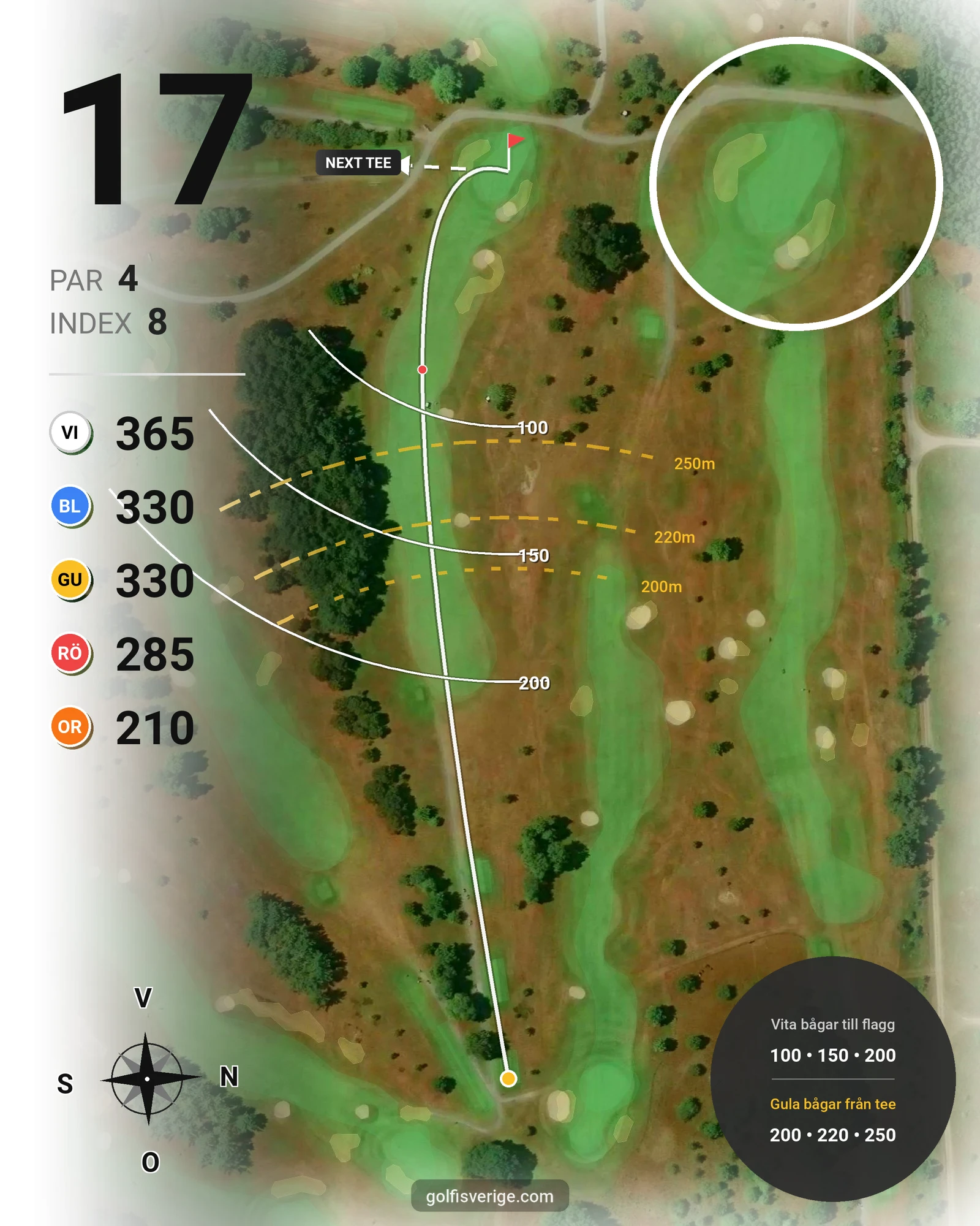 Banguide Ystad GK på Ystad Golfklubb - Hål 17 karta