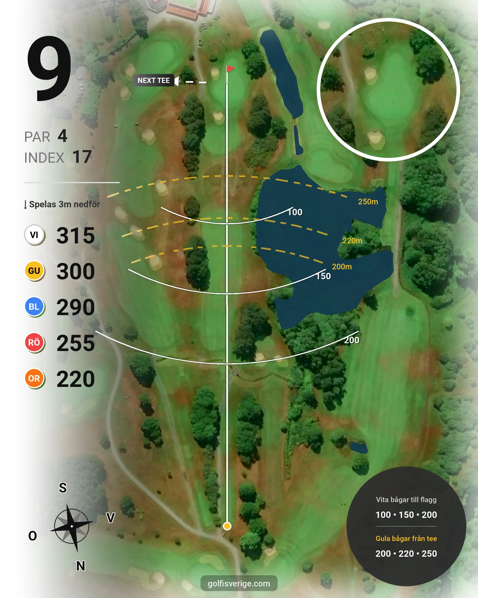 Banguide Ystad GK på Ystad Golfklubb - Hål 9 karta